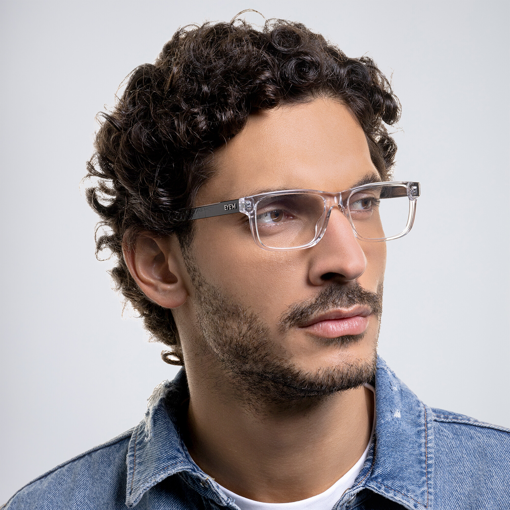 EYE'M Rectangle Eyeglasses in Transparent – Product Photo 6