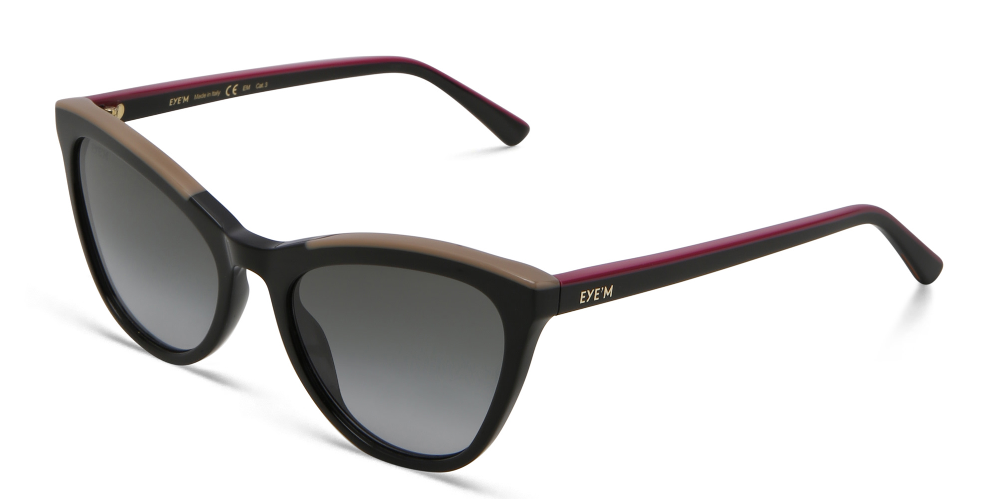تسوق نظارة شمسية بإطار كات آي EYE'M بلون أسود أونلاين.