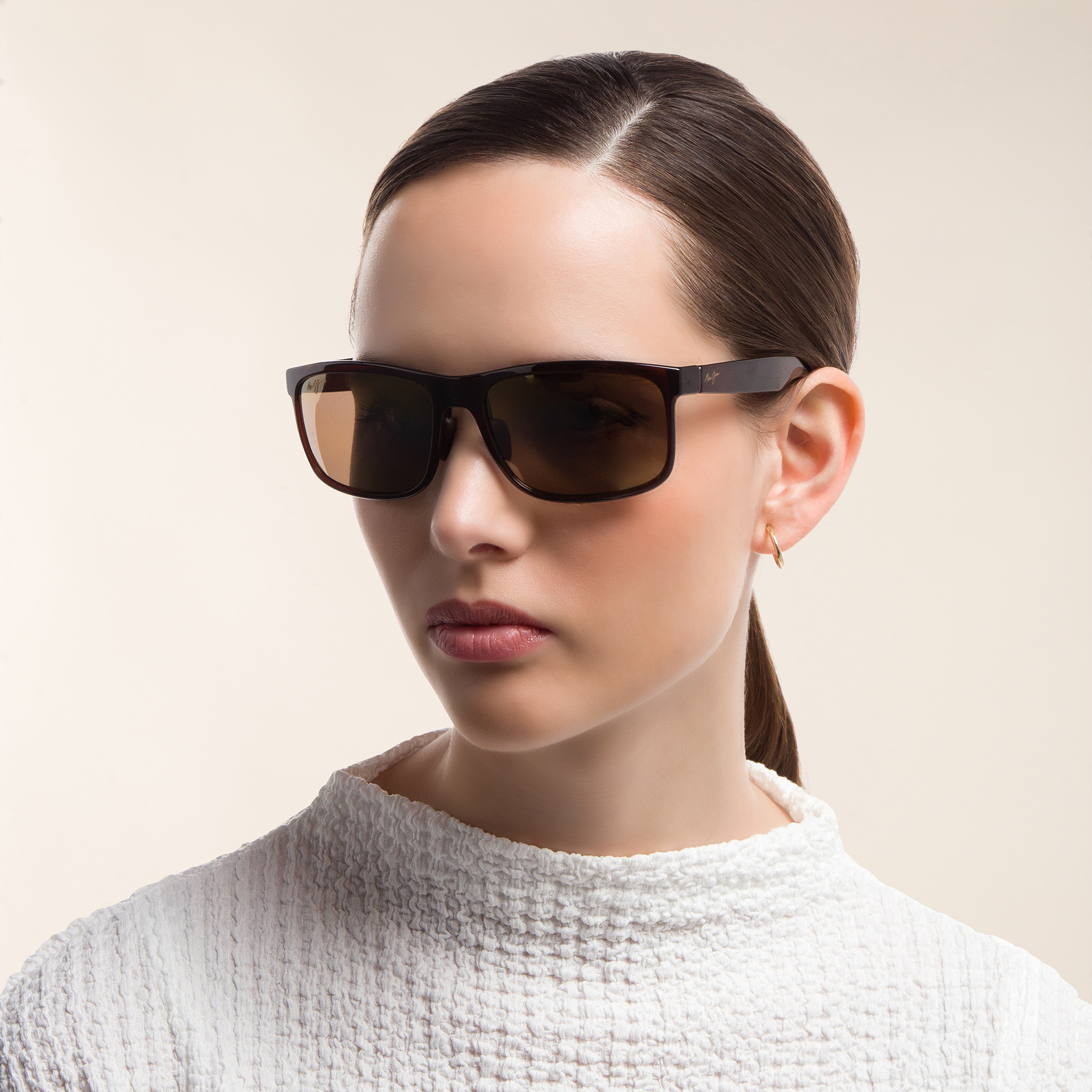 Maui Jim Huelo Unisex Rectangle Sunglasses in Brown – Product Photo 6