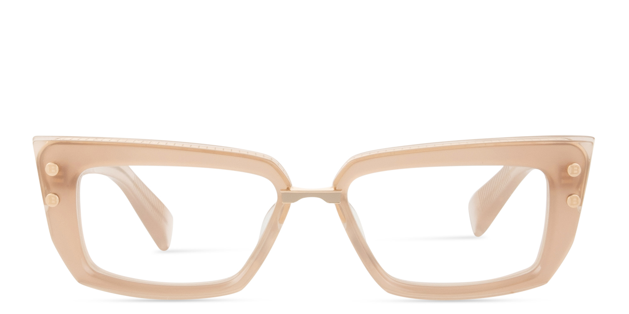 Shop BALMAIN Madame Cat-Eye Eyeglasses in Beige online.