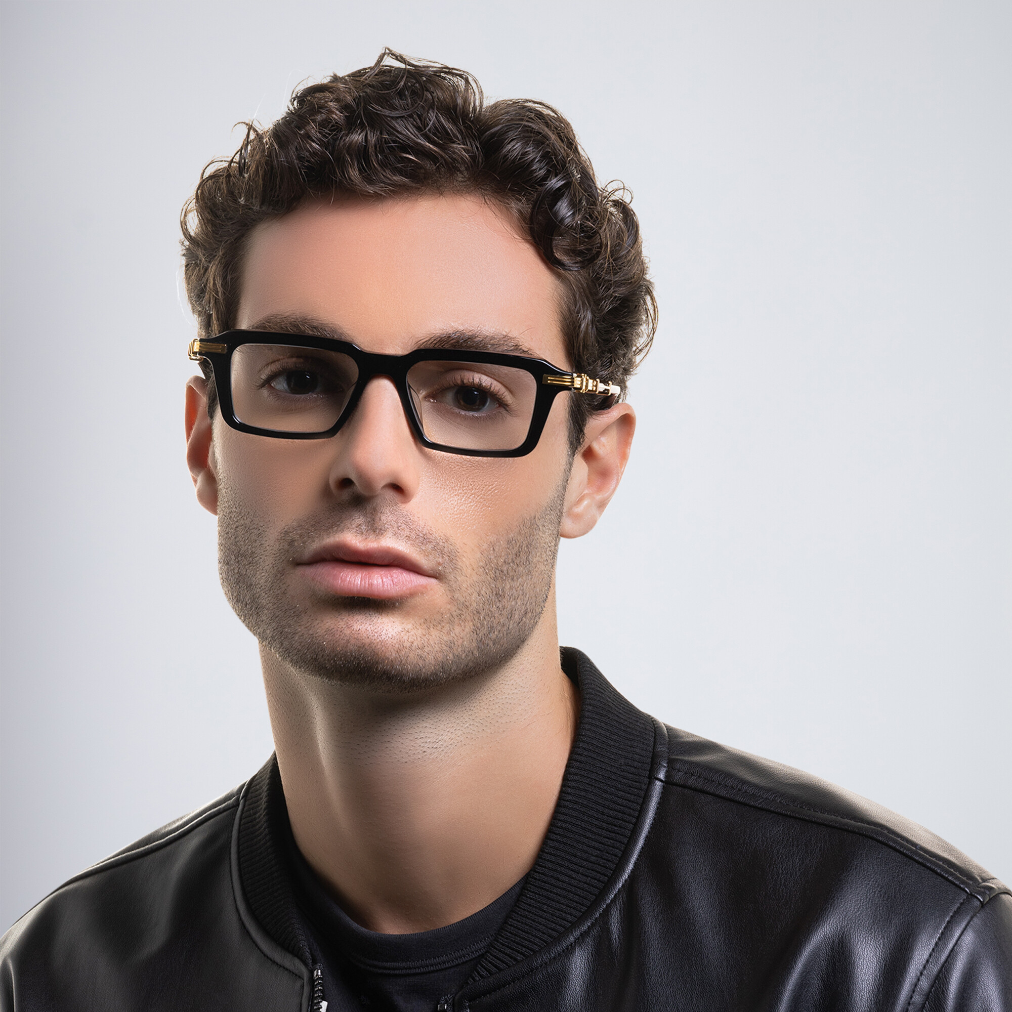 Shop BALMAIN Legion III Square Eyeglasses in Black online.