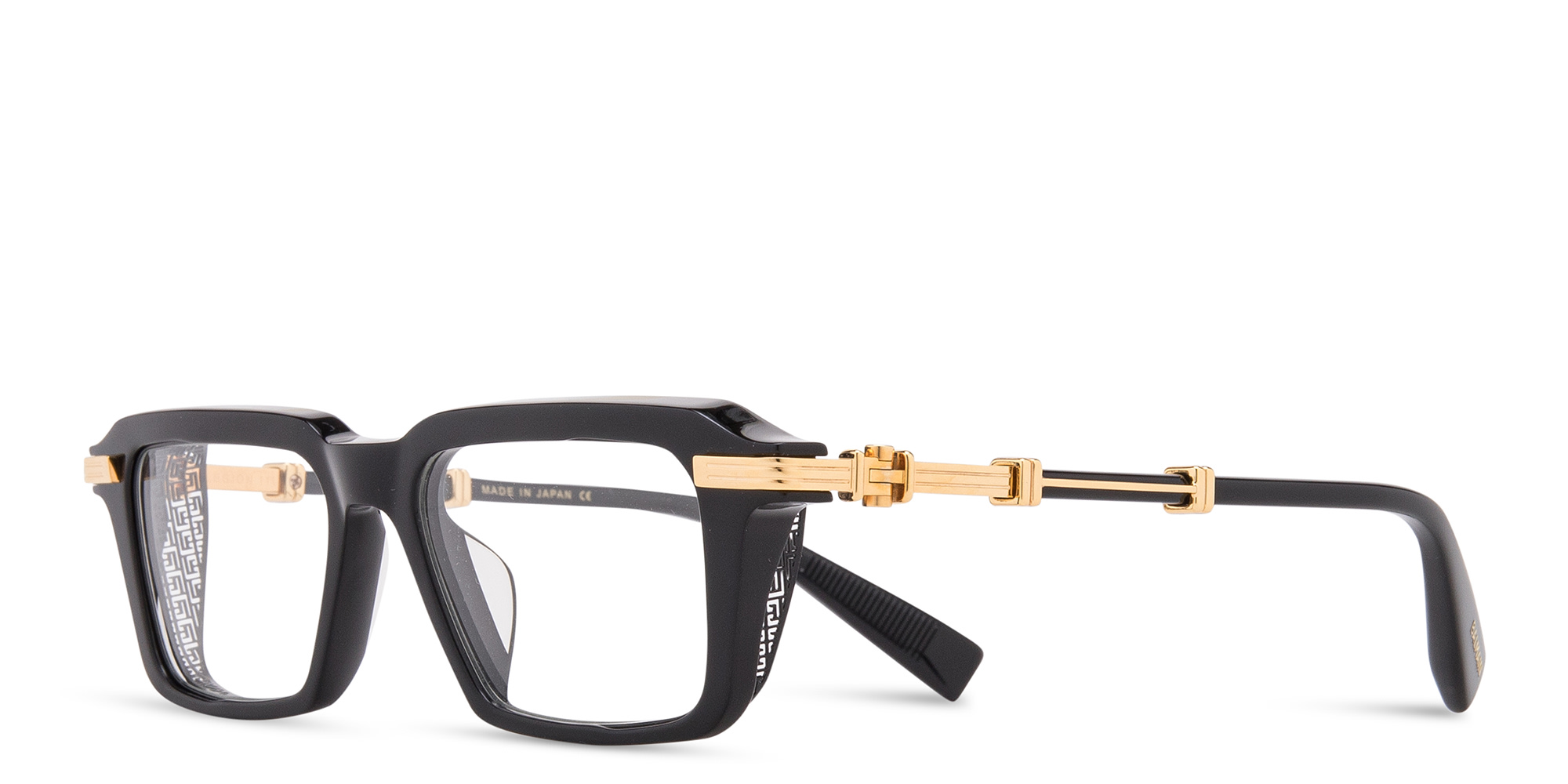 Shop BALMAIN Legion III Square Eyeglasses in Black online.