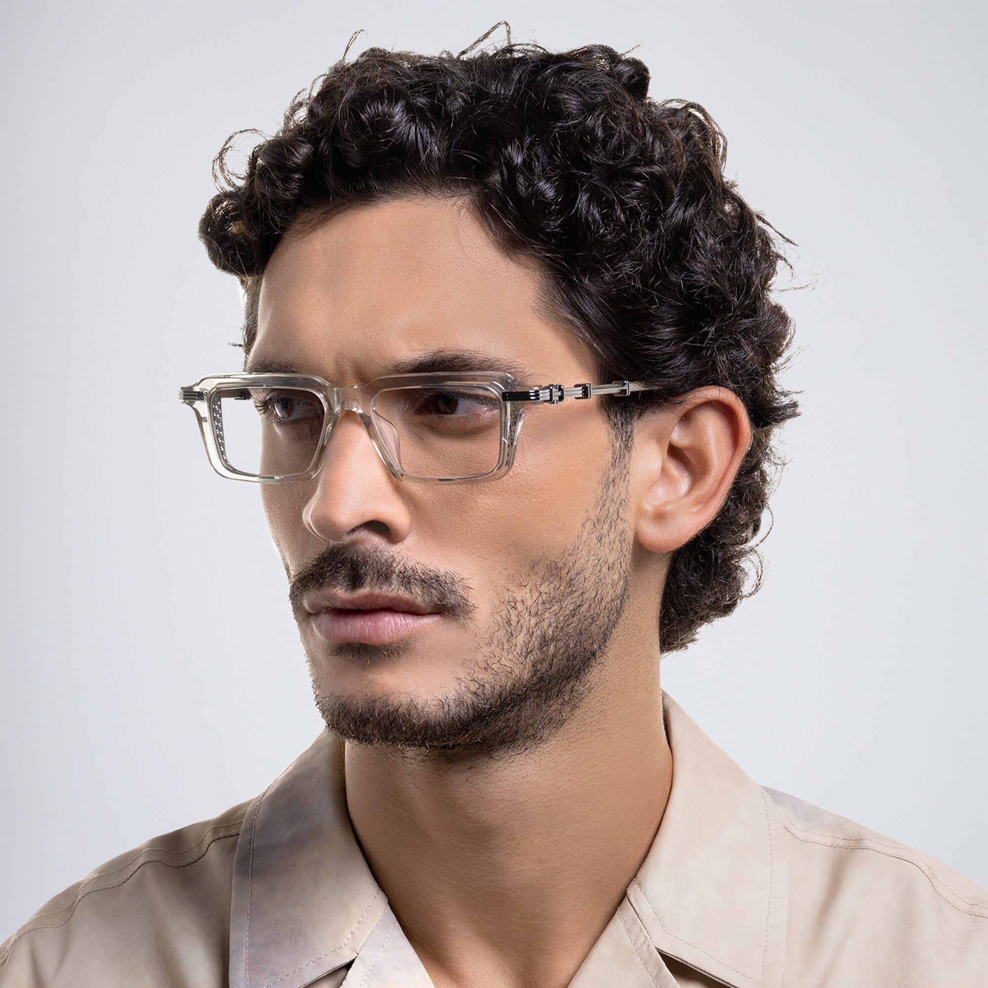 Shop BALMAIN Legion III Square Eyeglasses in Grey online.