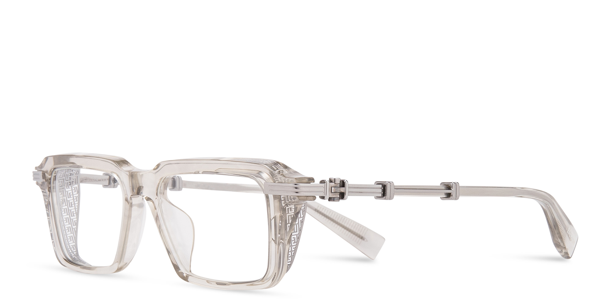 Shop BALMAIN Legion III Square Eyeglasses in Grey online.