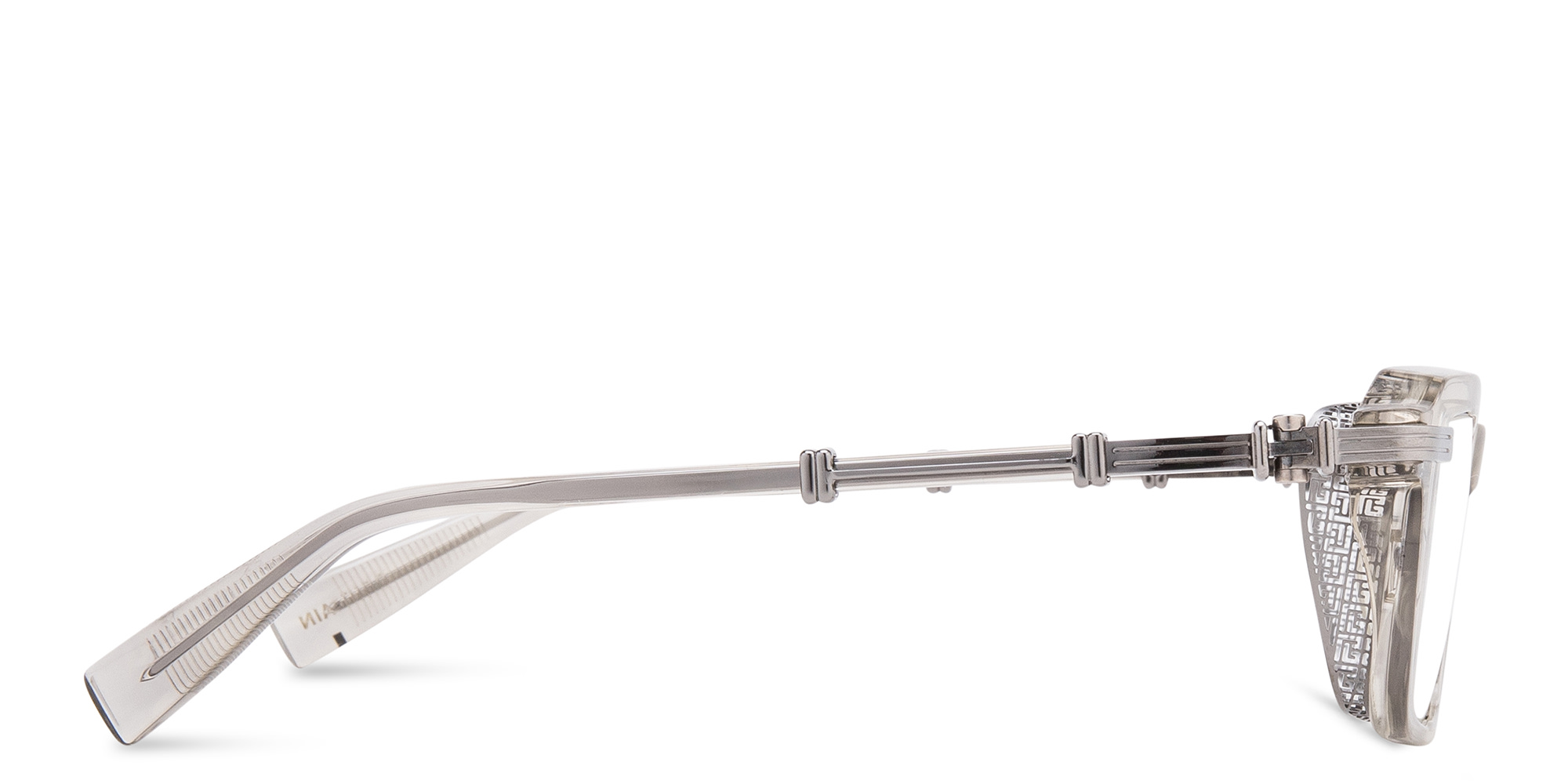 Shop BALMAIN Legion III Square Eyeglasses in Grey online.