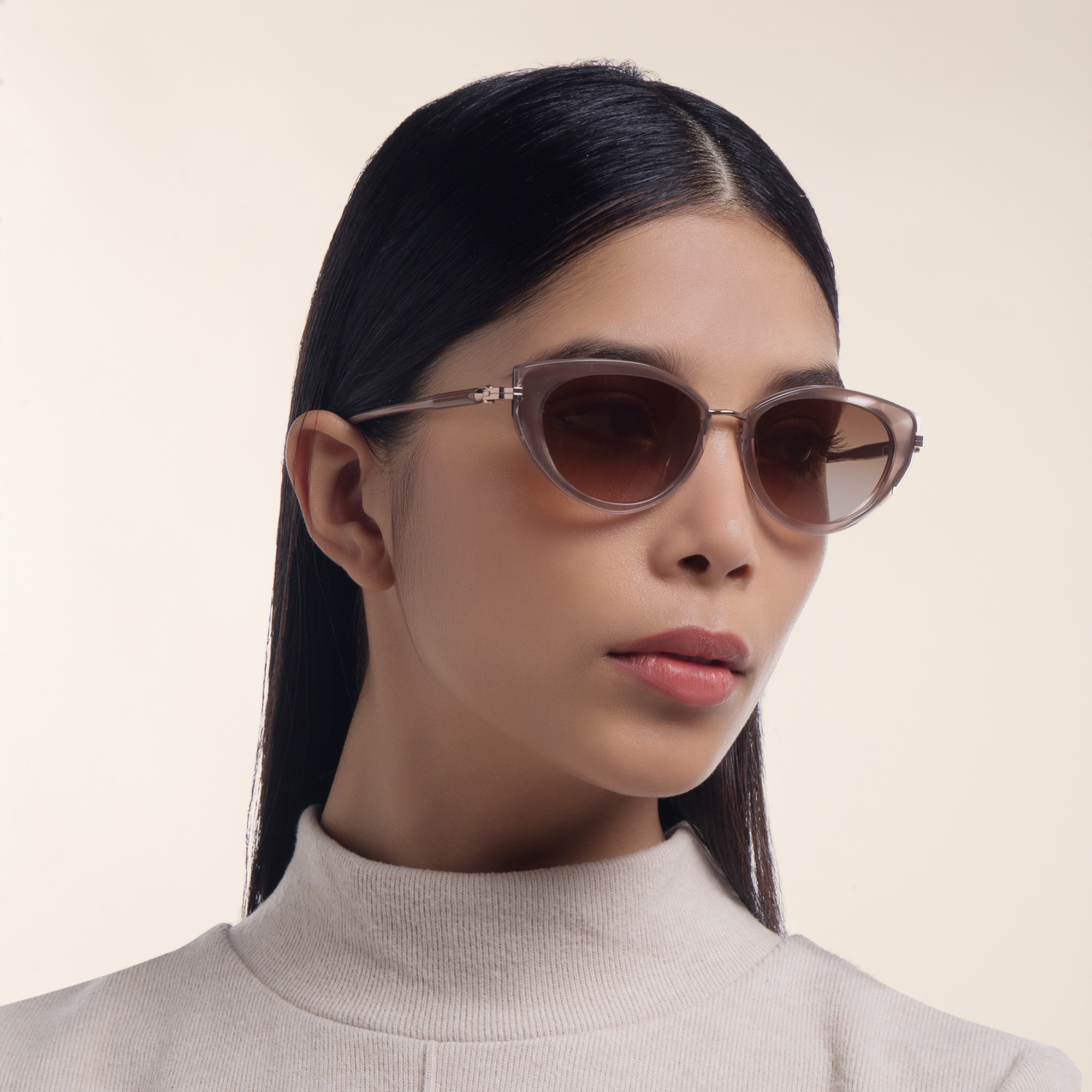 Shop AKONI Athena Cat Eye Sunglasses in Pink online.