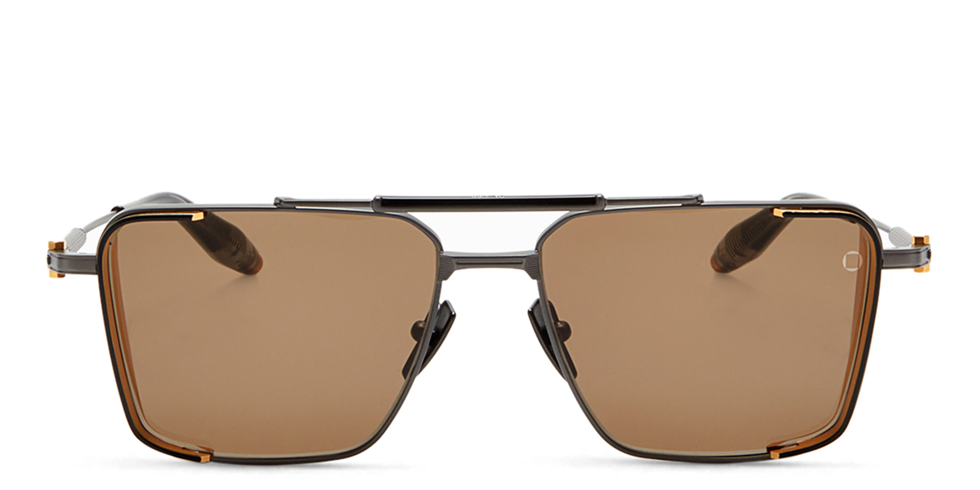 Shop AKONI Hera Aviator Sunglasses in Black online.