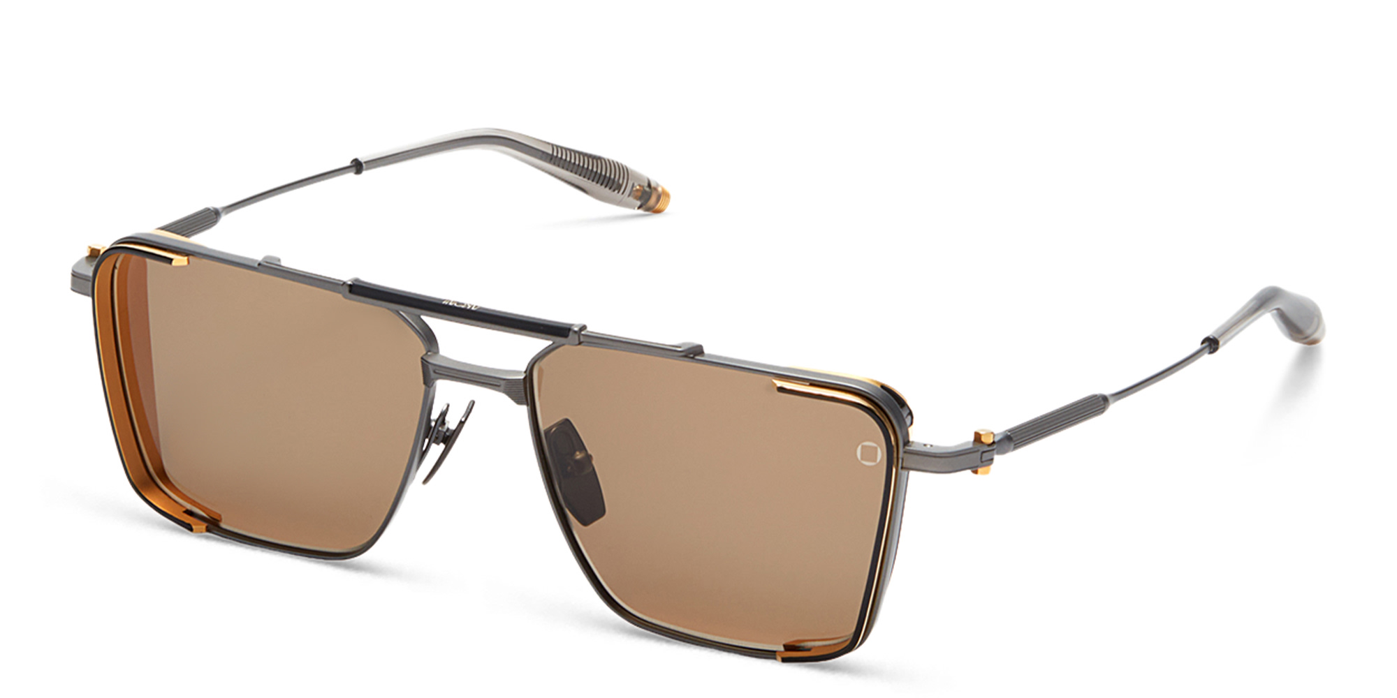 Shop AKONI Hera Aviator Sunglasses in Black online.