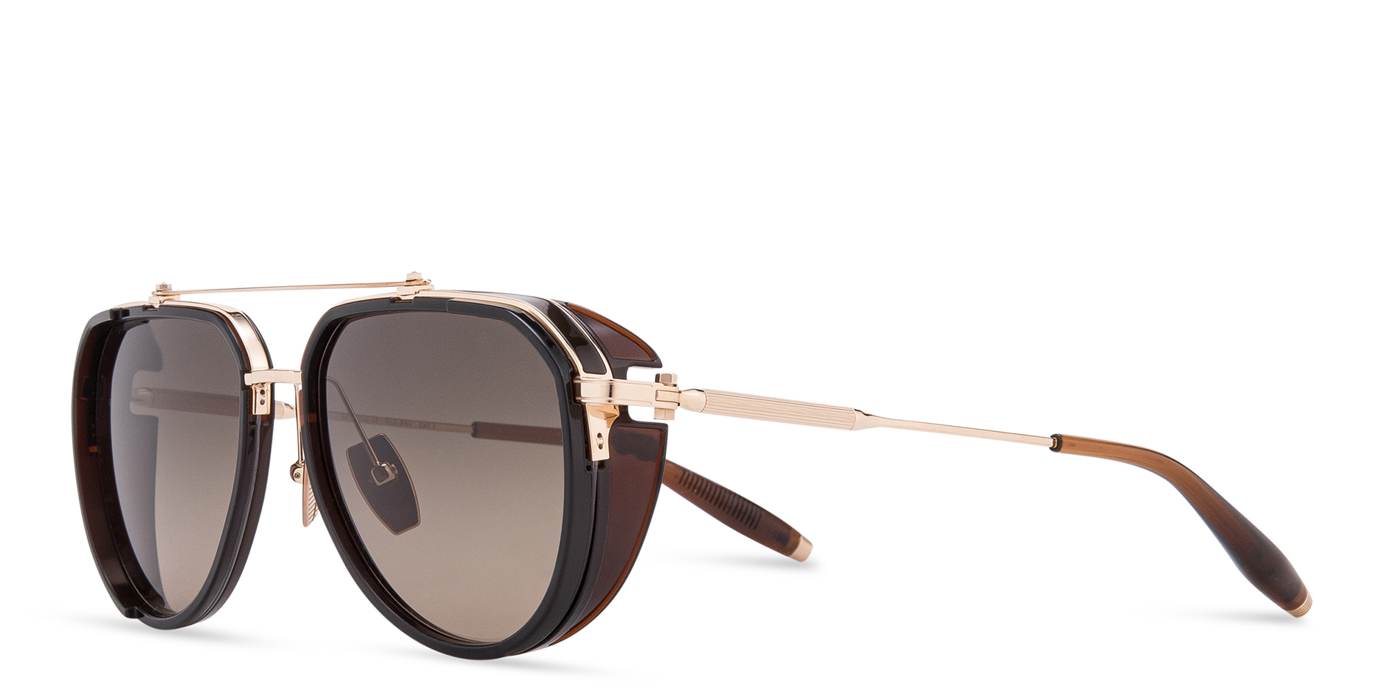 Shop AKONI Echo Aviator Sunglasses in Havana online.