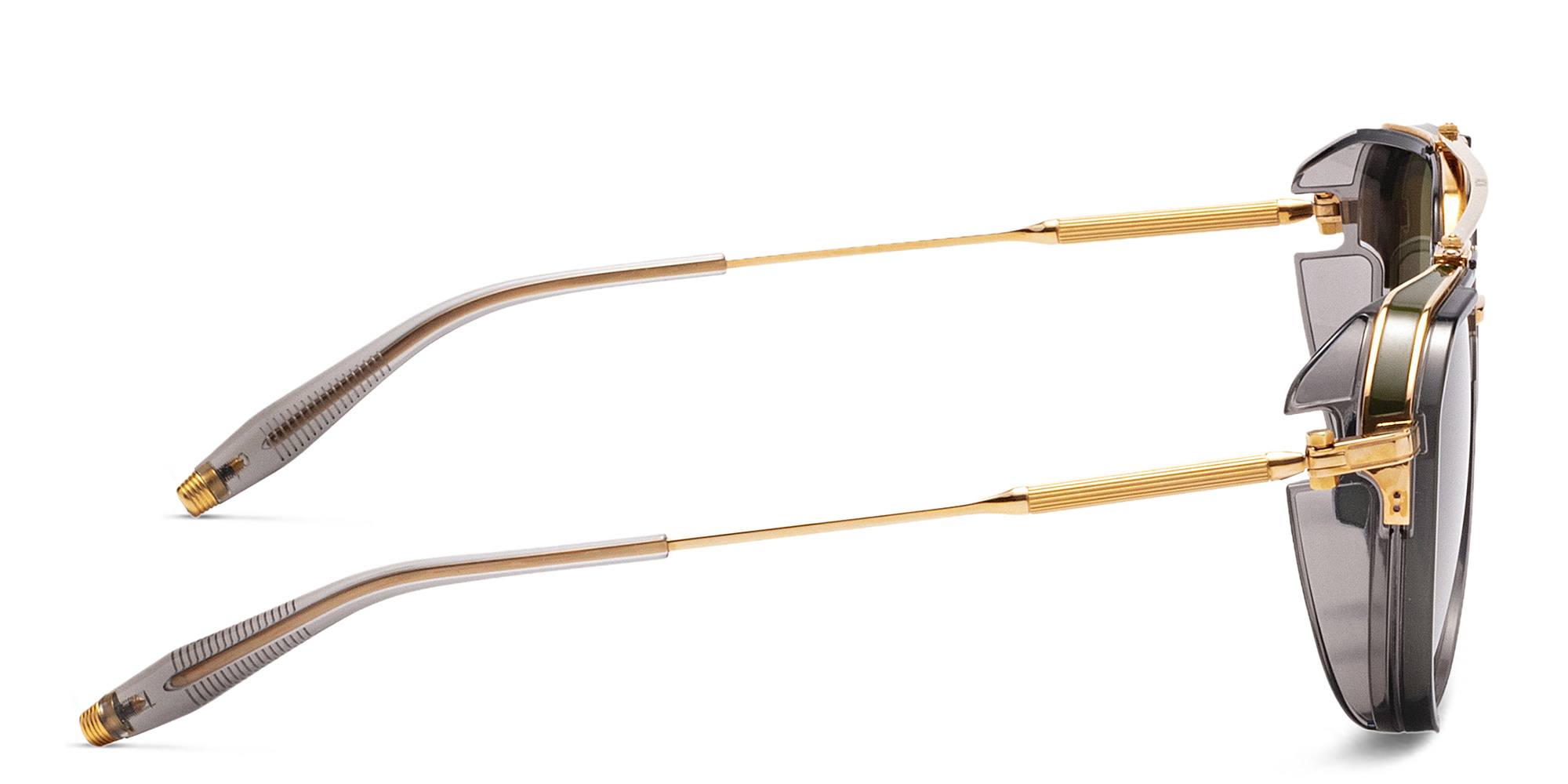 Shop AKONI Echo Aviator Sunglasses in Grey online.