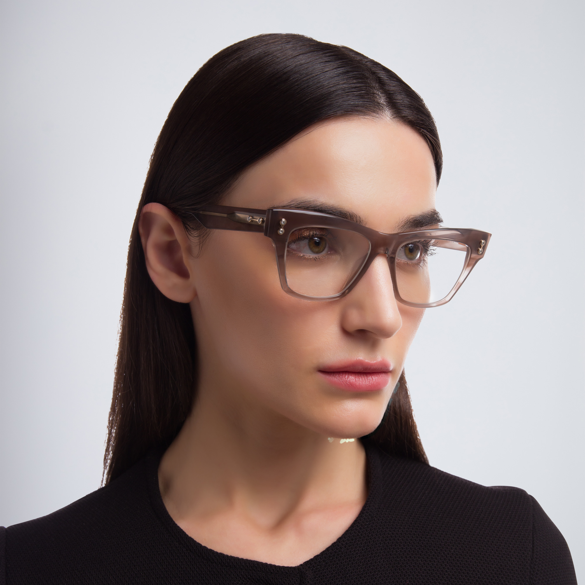Shop AKONI Sagitta Cat Eye Eyeglasses in Pink online.