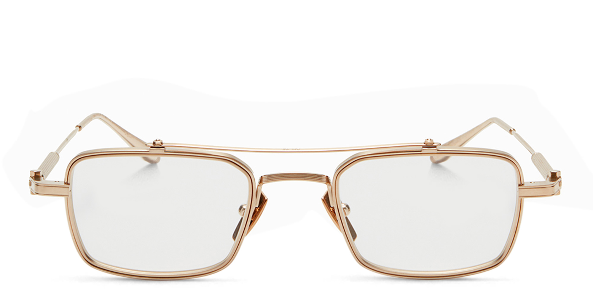 Shop AKONI Cassini Rectangle Eyeglasses in Gold online.