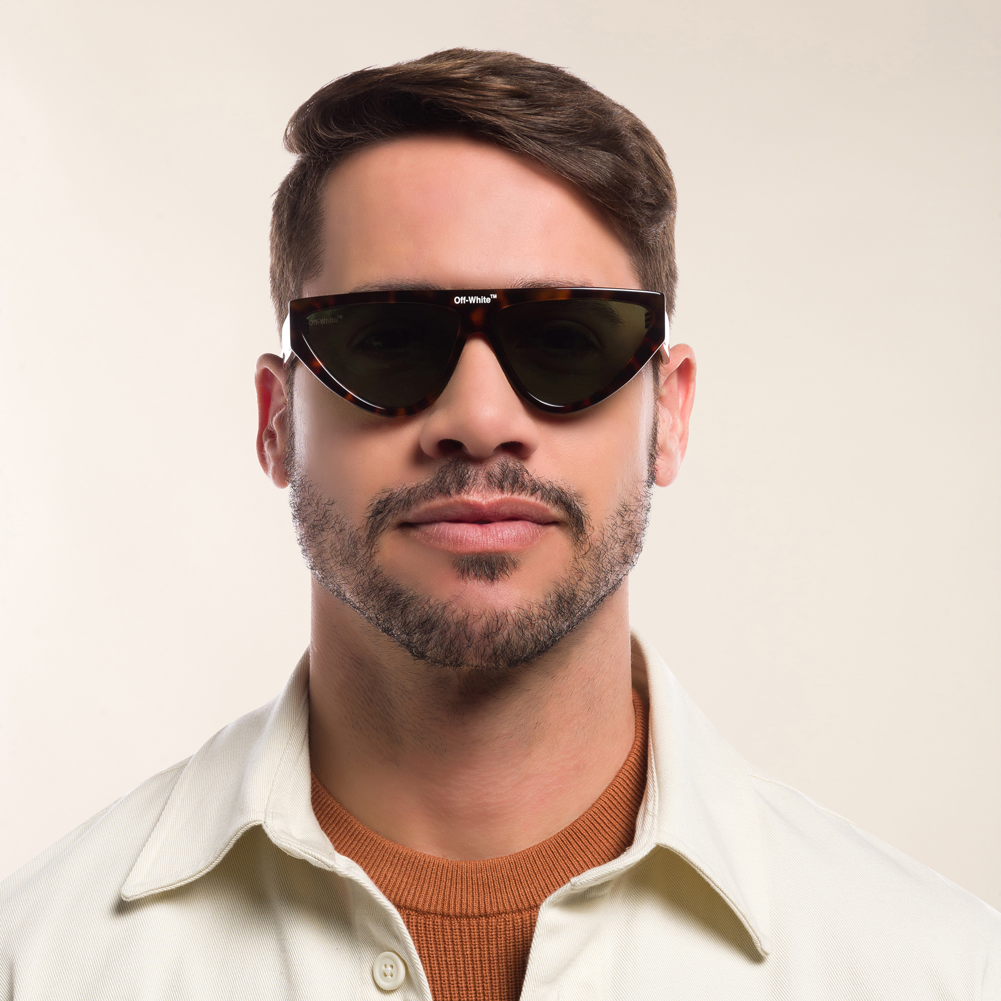 Shop OFF WHITE Unisex Cat-Eye Sunglasses in Havana online.