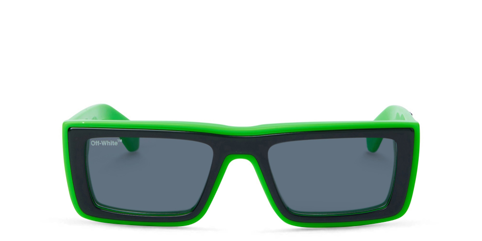 Shop OFF WHITE Unisex Rectangle Sunglasses in Green online.