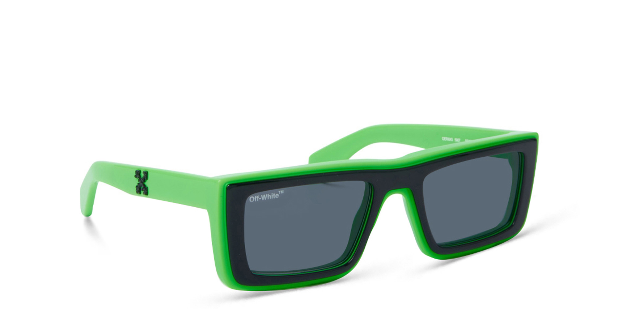 Shop OFF WHITE Unisex Rectangle Sunglasses in Green online.