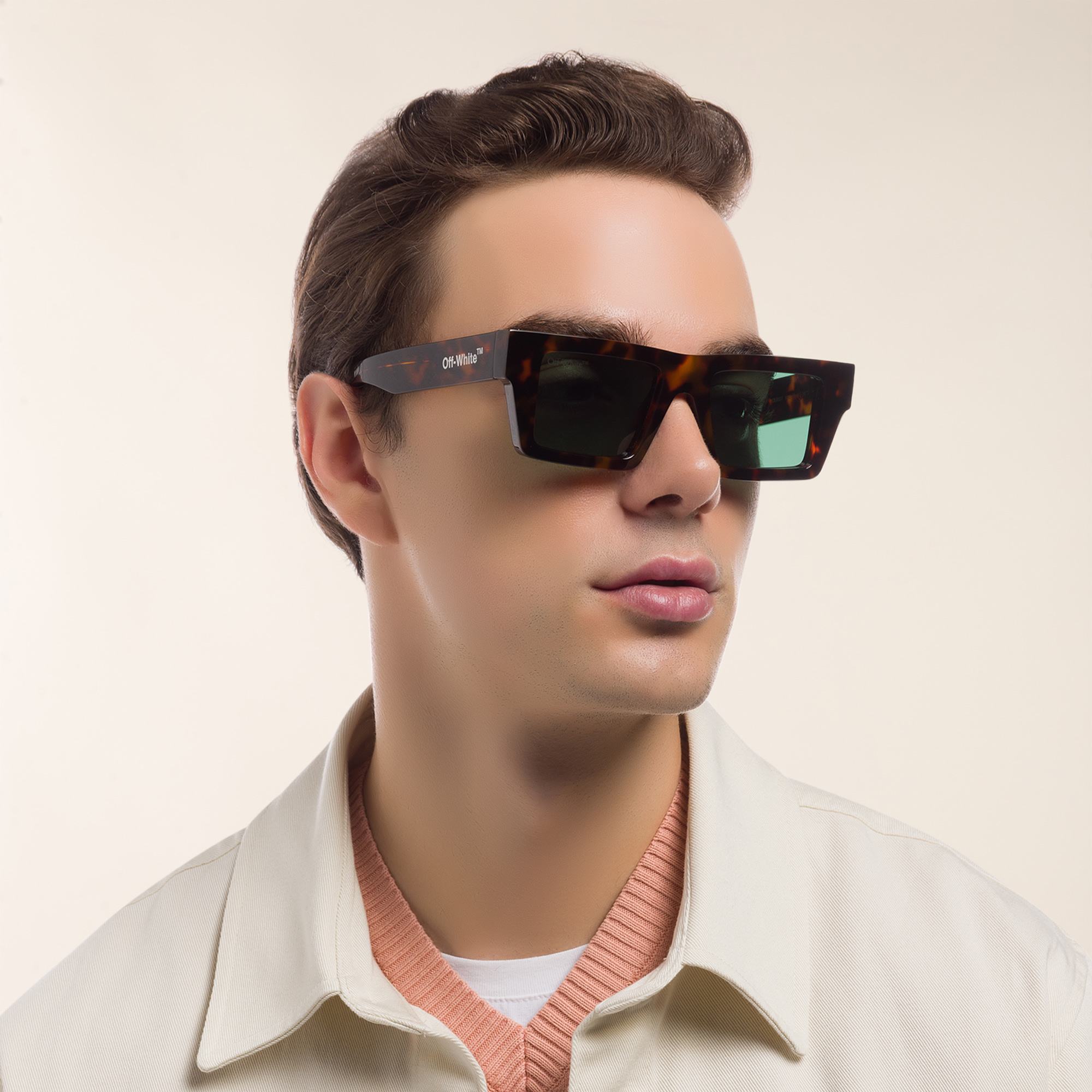 OFF WHITE Unisex Square Sunglasses in Havana – Product Photo 7