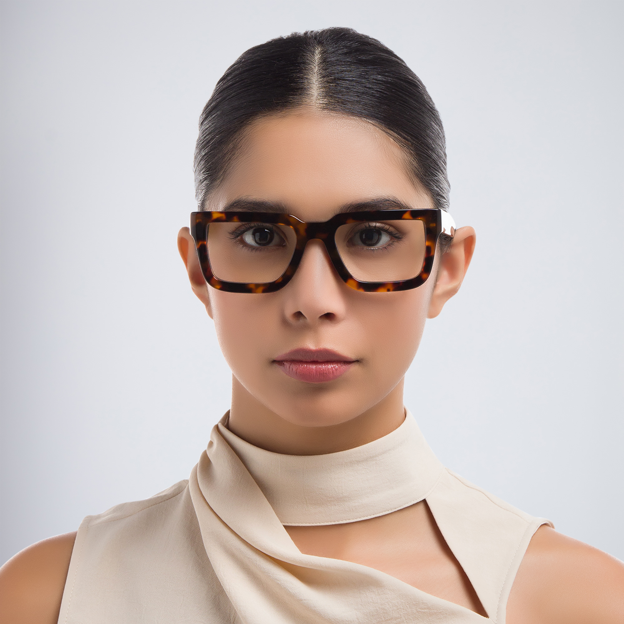 OFF WHITE Unisex Square Eyeglasses in Havana – Product Photo 5