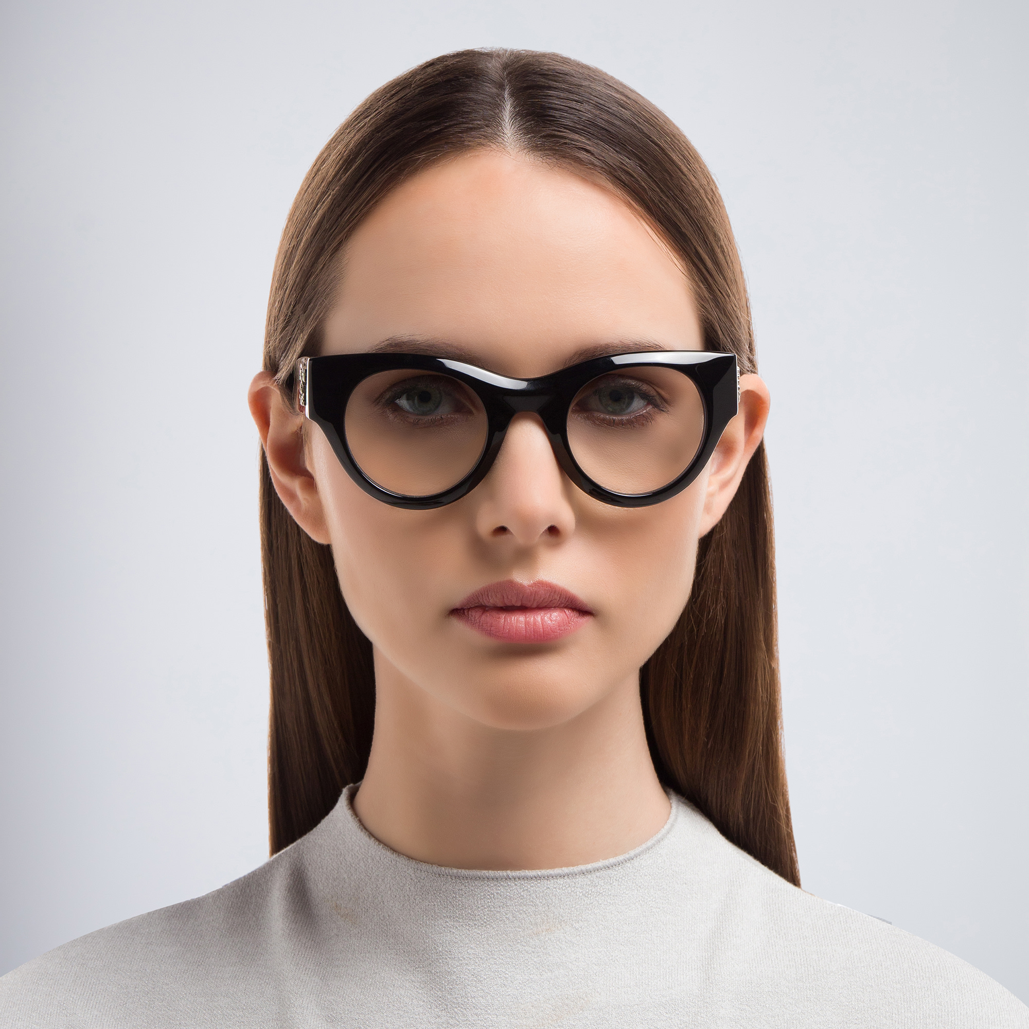 نظارات طبية دائرية للجنسين من أوف وايت بلون أسود - صورة المنتج 5