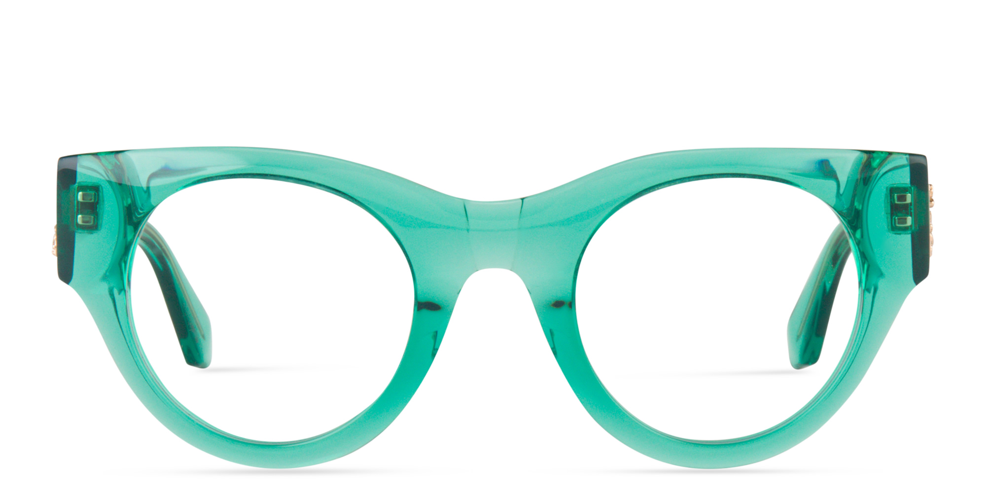 OFF WHITE Unisex Round Eyeglasses in Crystal Light Green – Product Photo 1