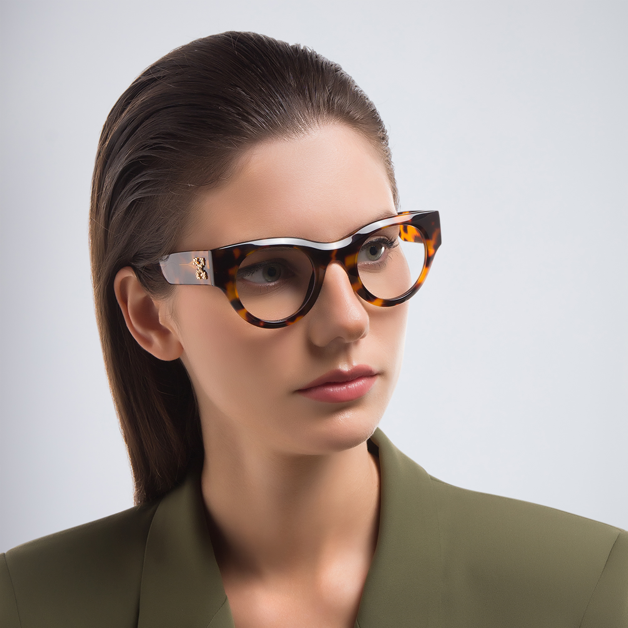 Shop OFF WHITE Unisex Round Eyeglasses in Havana online.