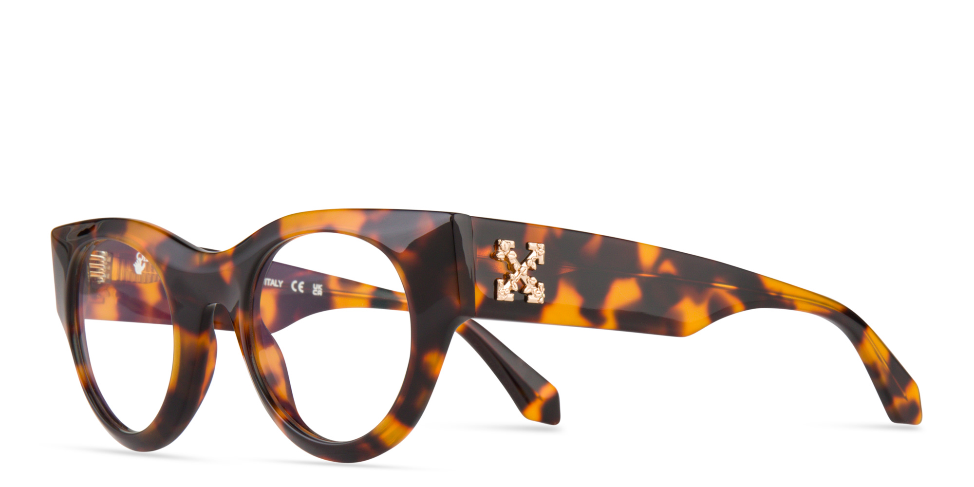 Shop OFF WHITE Unisex Round Eyeglasses in Havana online.