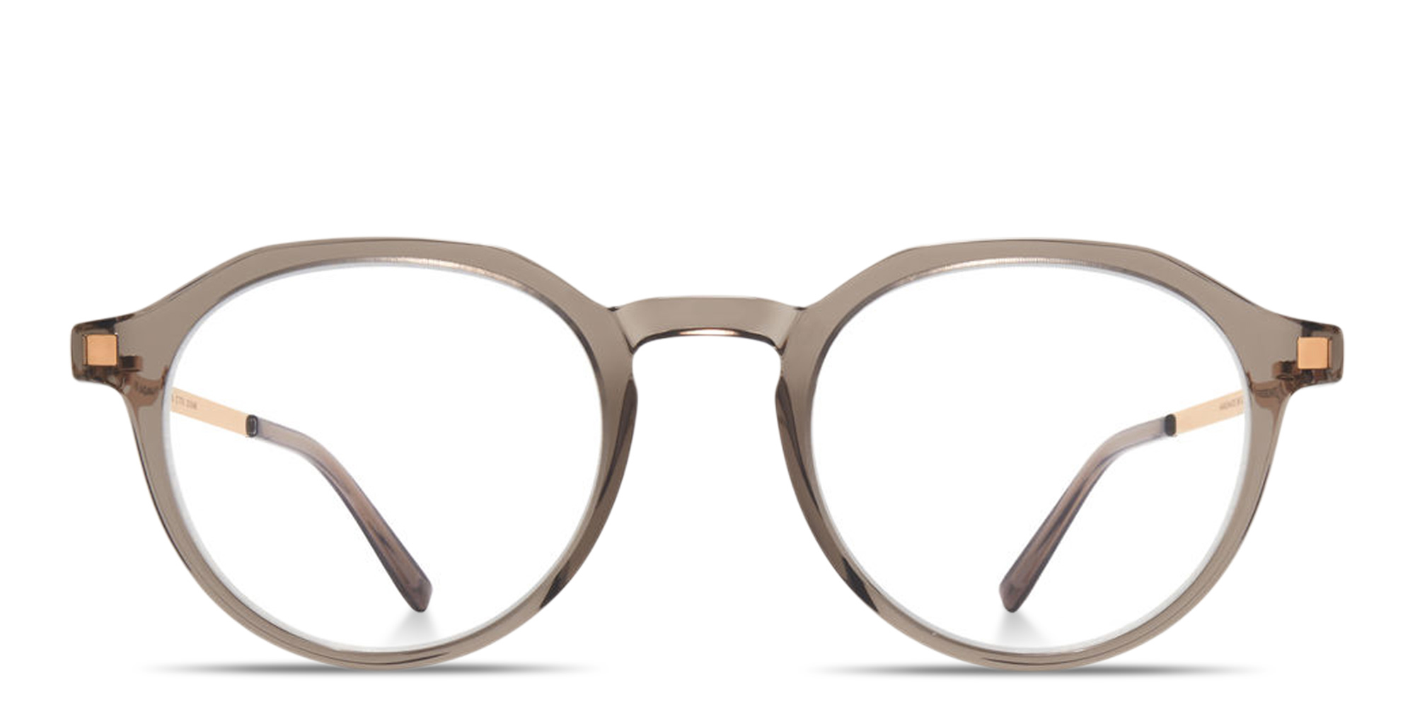 Shop MYKITA Saga Unisex Round Eyeglasses in Clear Ash online.