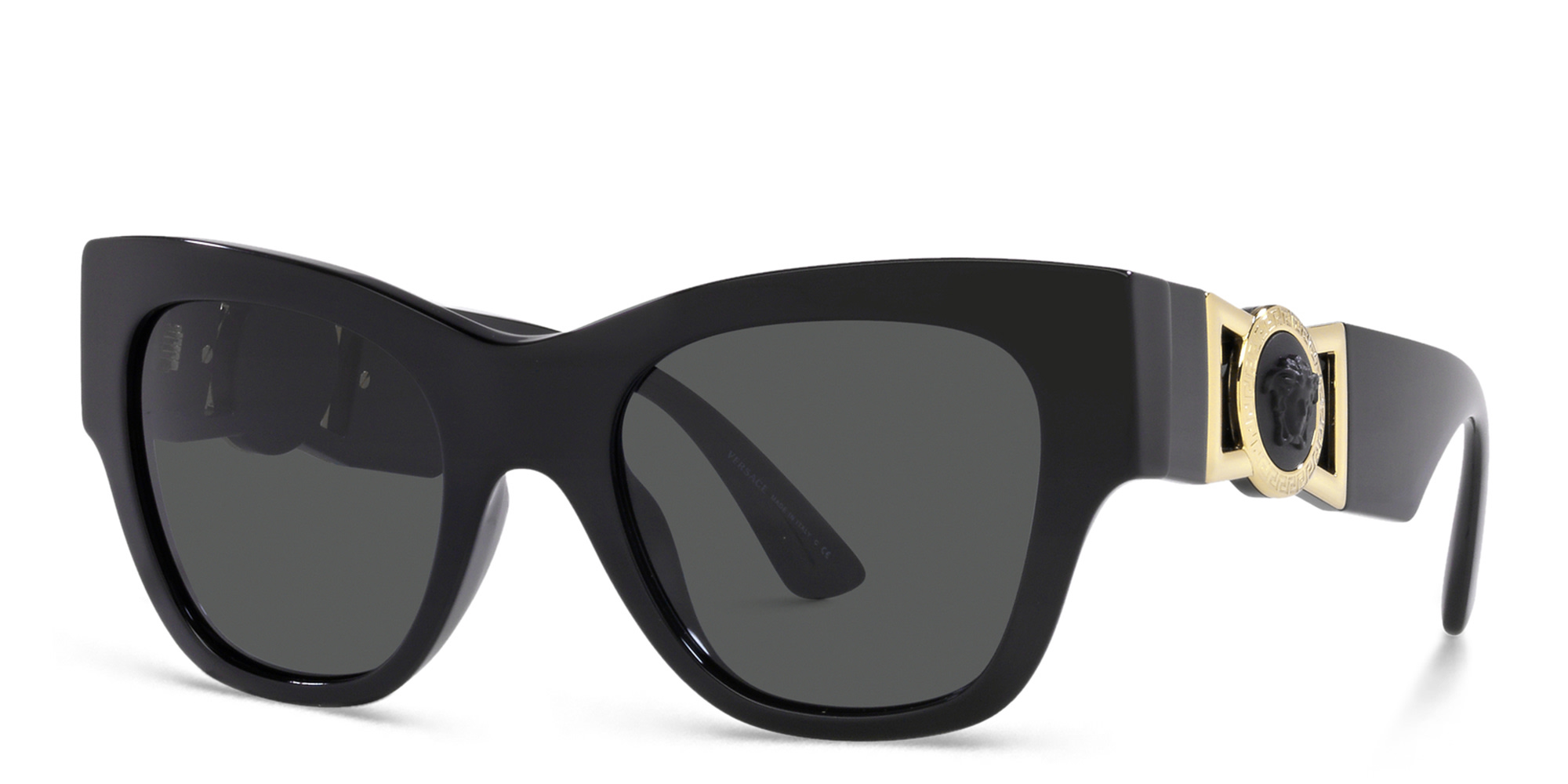 Shop VERSACE Medusa-embellished Cat-Eye Sunglasses in Black online.