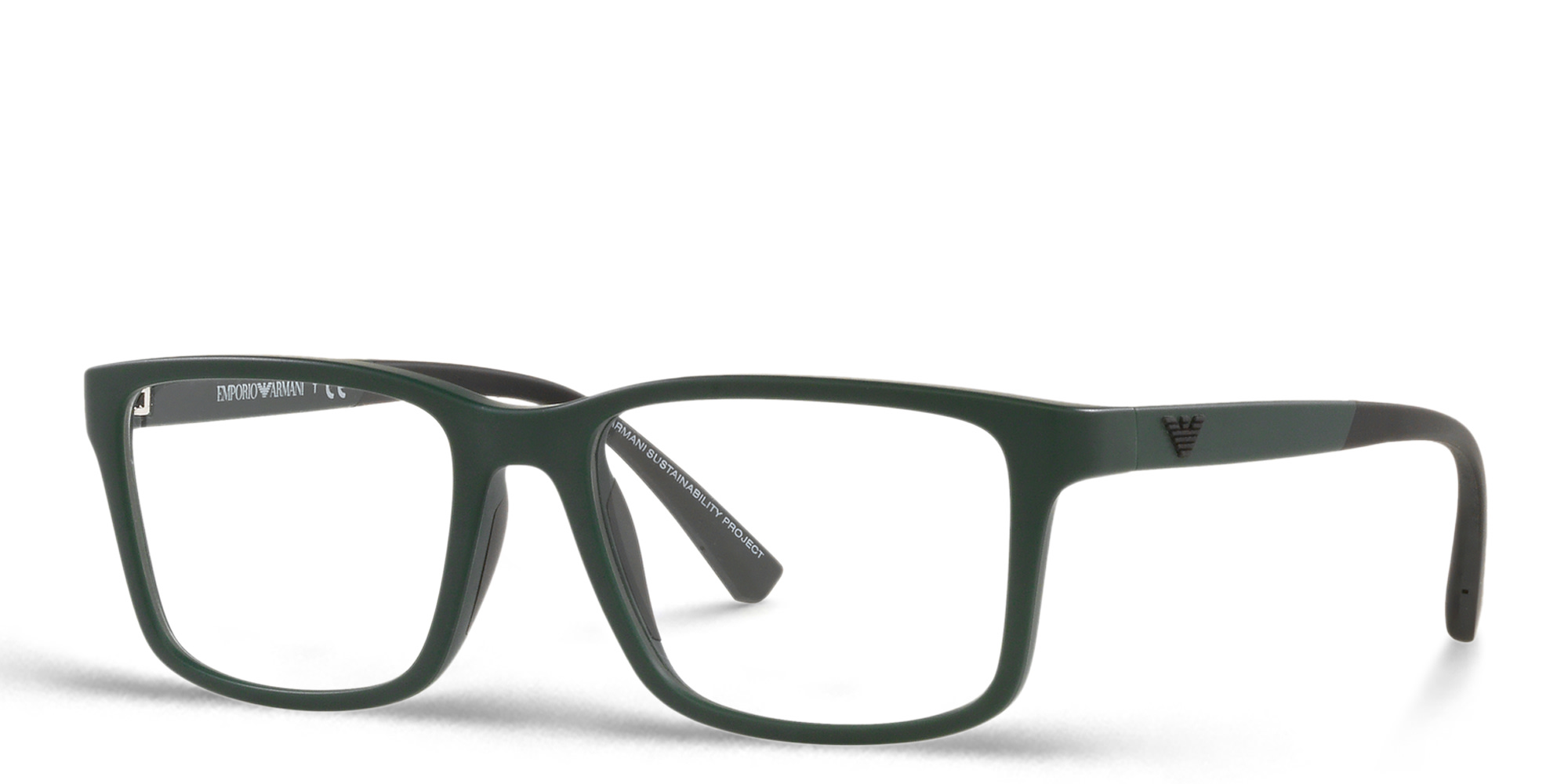Shop Emporio Armani Kids Rectangle Eyeglasses in Green online.