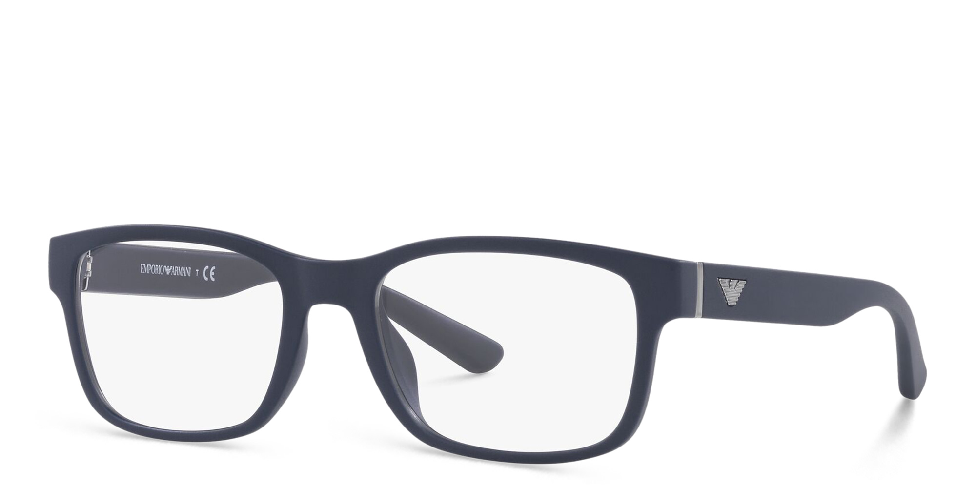 Shop Emporio Armani Wide Rectangle Eyeglasses in Matte Blue online.