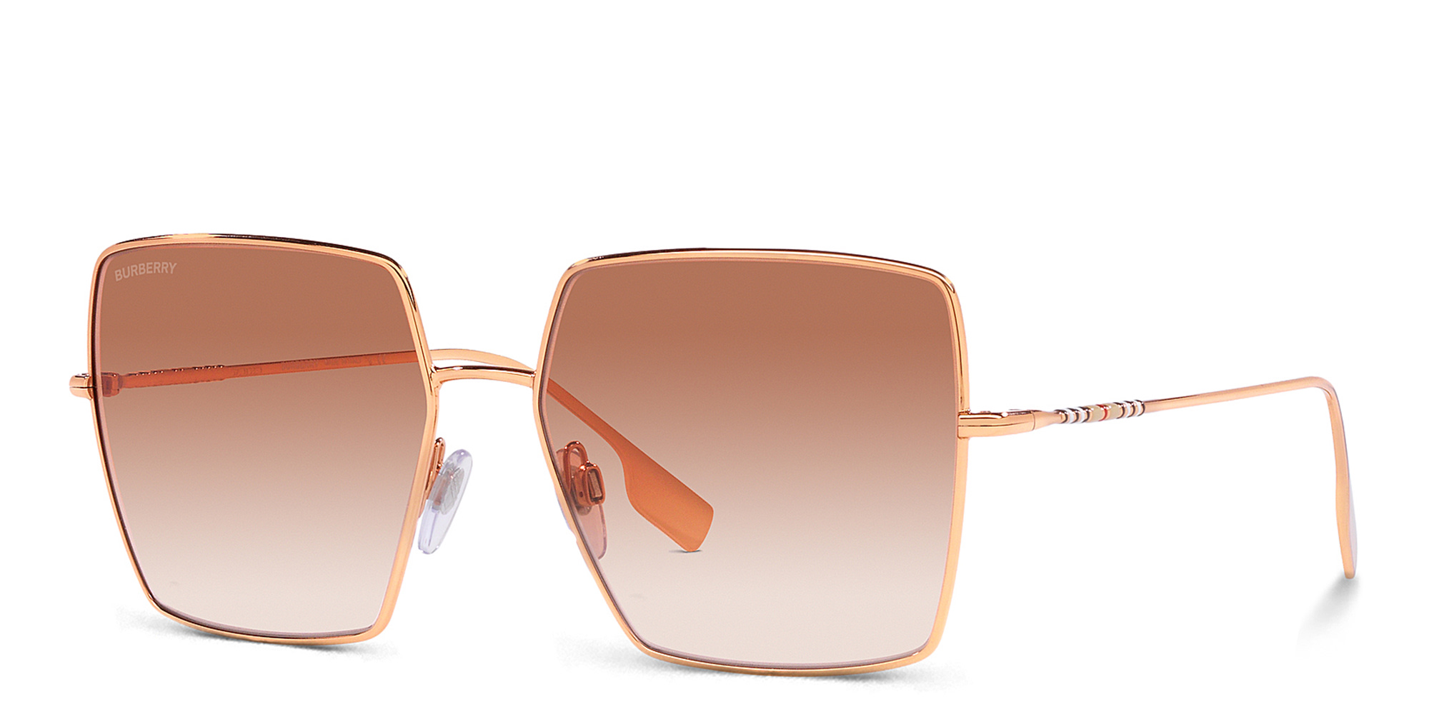 Shop BURBERRY Oversized Square Sunglasses in Rose Gold online.
