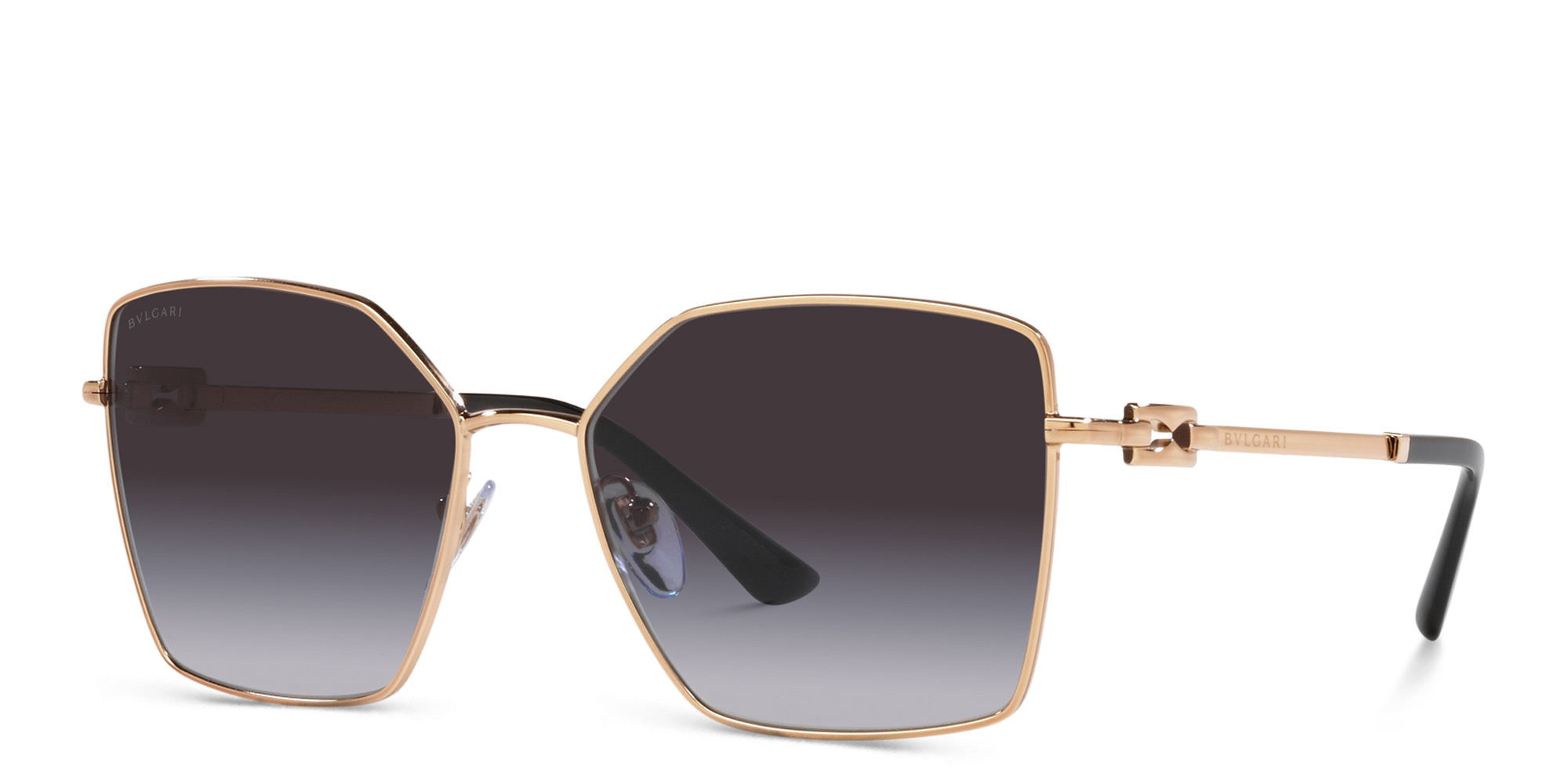 Shop BVLGARI Irregular Sunglasses in Pink Gold online.