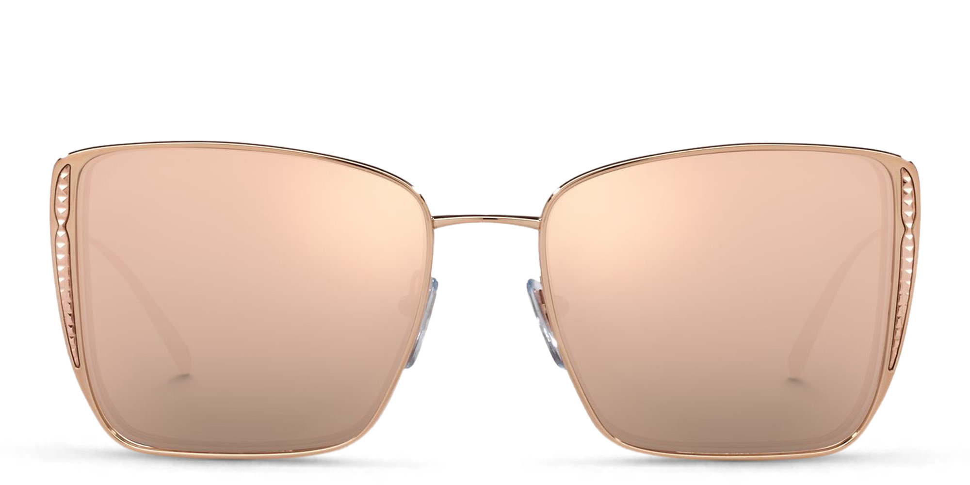 Shop BVLGARI Square Sunglasses in Pink Gold online.
