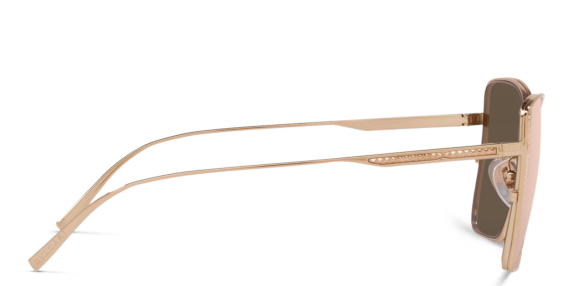 Shop BVLGARI Square Sunglasses in Pink Gold online.