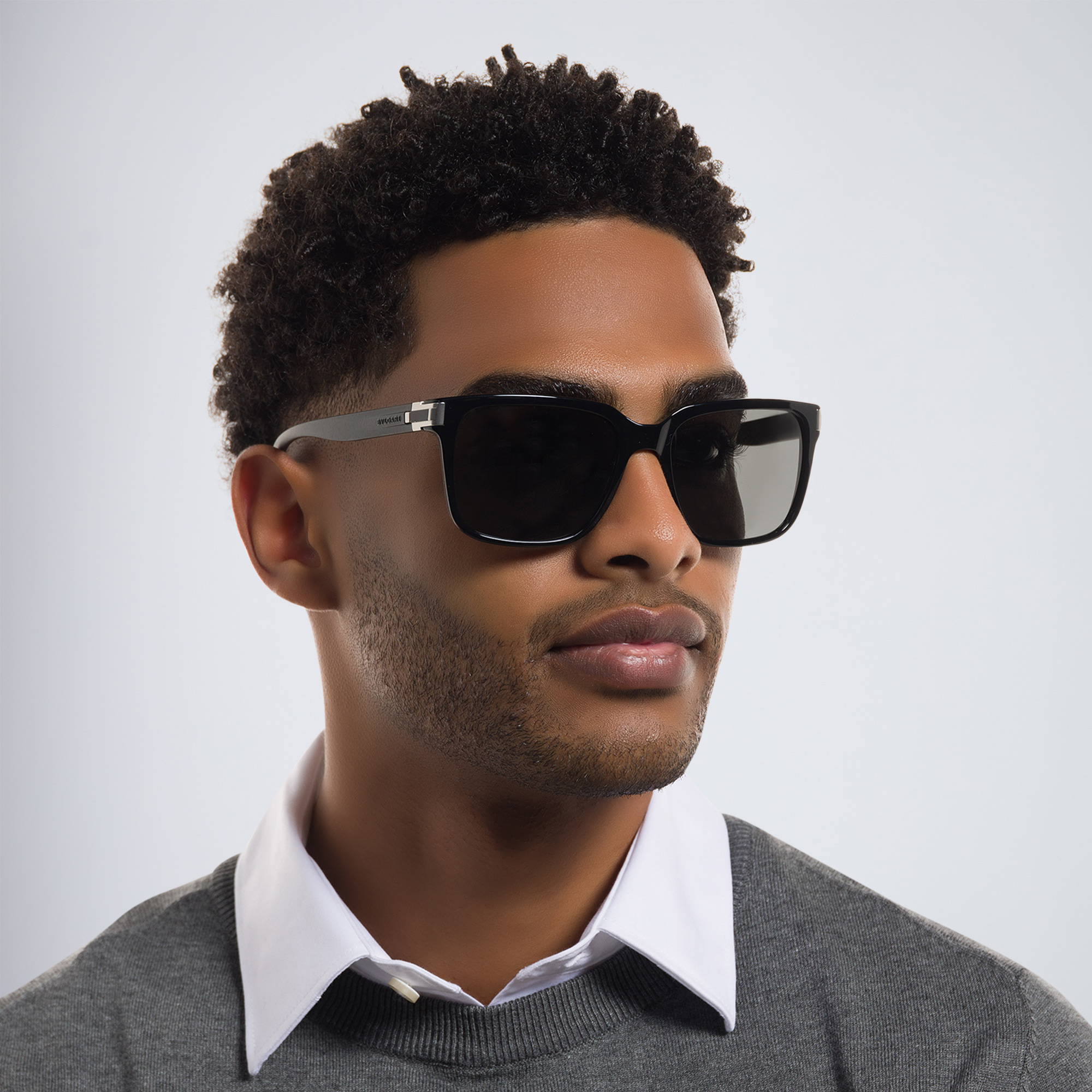 BVLGARI Rectangle Sunglasses in Black – Product Photo 6