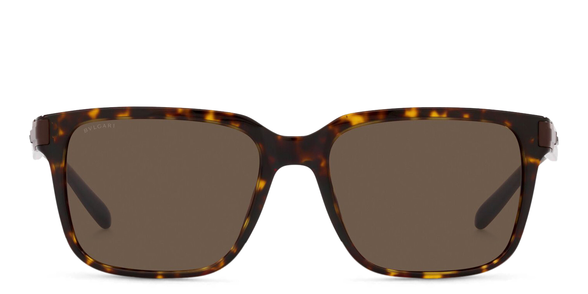 Shop BVLGARI Rectangle Sunglasses in Havana online.