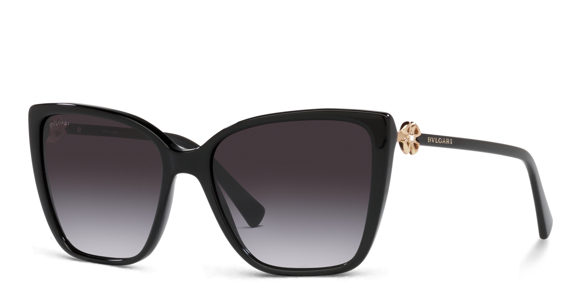 Shop BVLGARI Cat Eye Sunglasses in Black online.