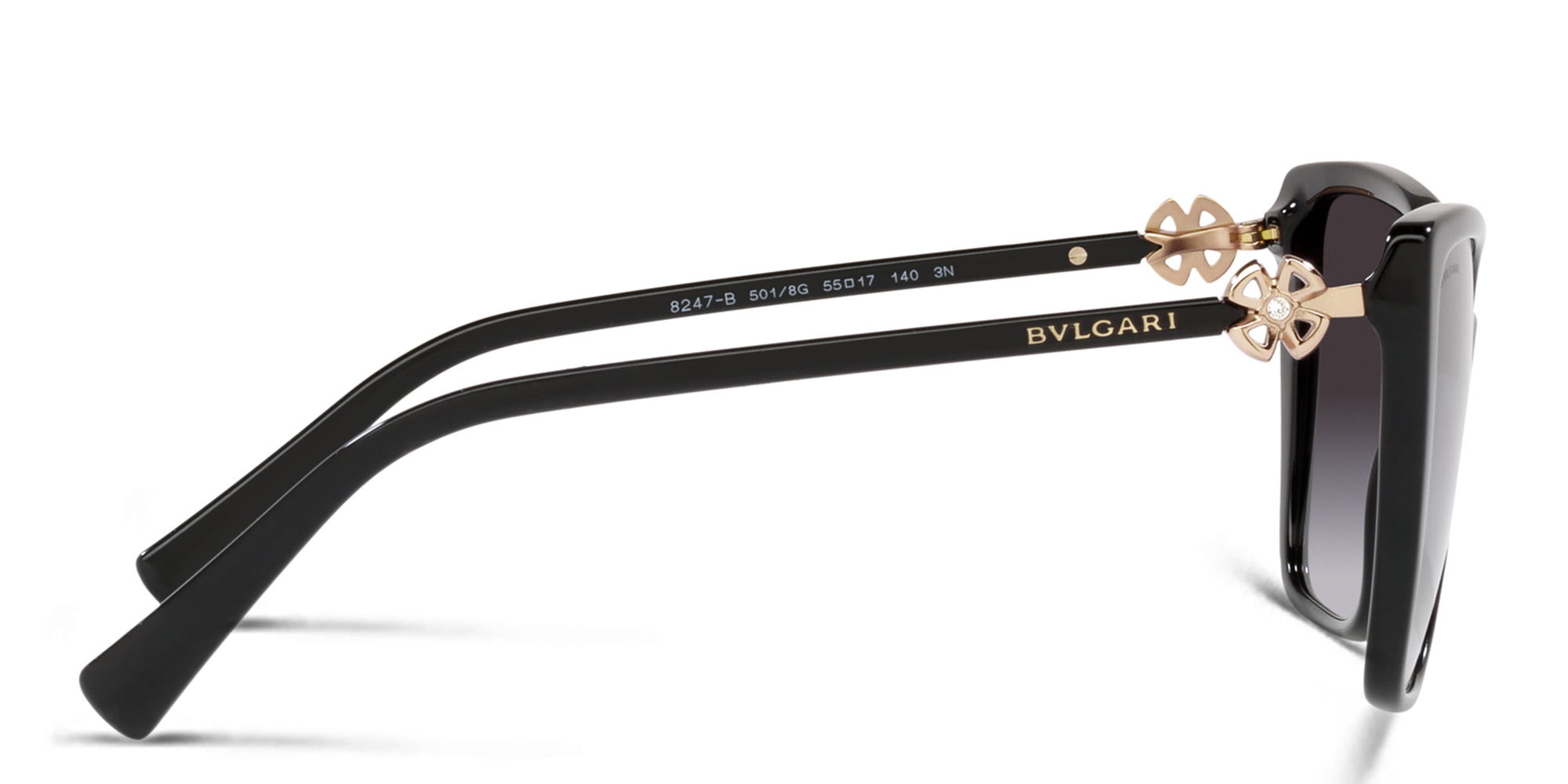 Shop BVLGARI Cat Eye Sunglasses in Black online.