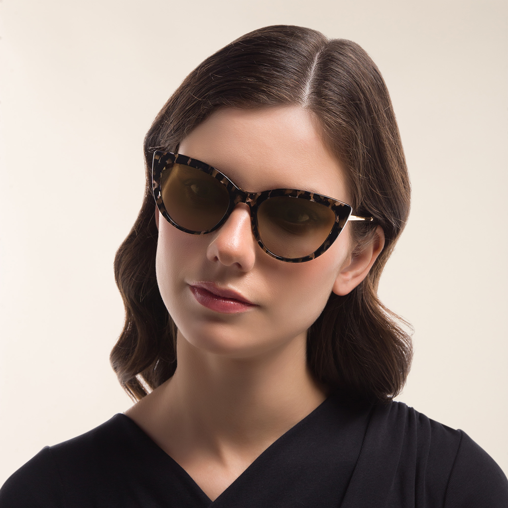 Shop Dolce & Gabbana Cat Eye Sunglasses in Cube Black/Gold online.