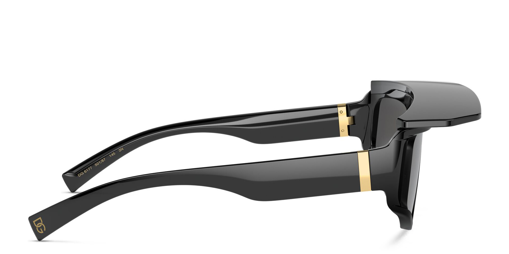 Dolce & Gabbana Unisex Rectangle Sunglasses in Black – Product Photo 3