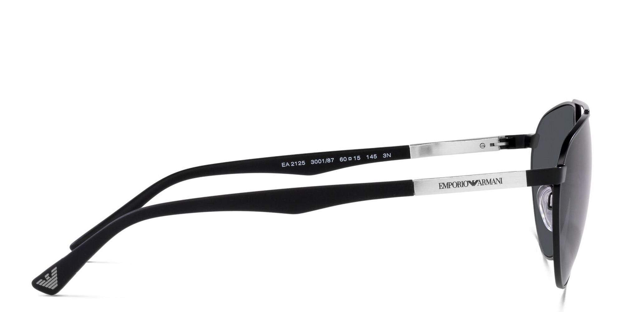 Shop Emporio Armani Aviator Sunglasses in Matte Black online.