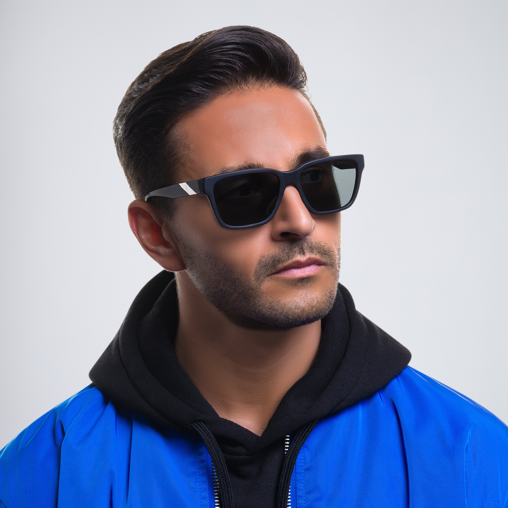 Emporio Armani Rectangle Sunglasses in Matte Black – Product Photo 6