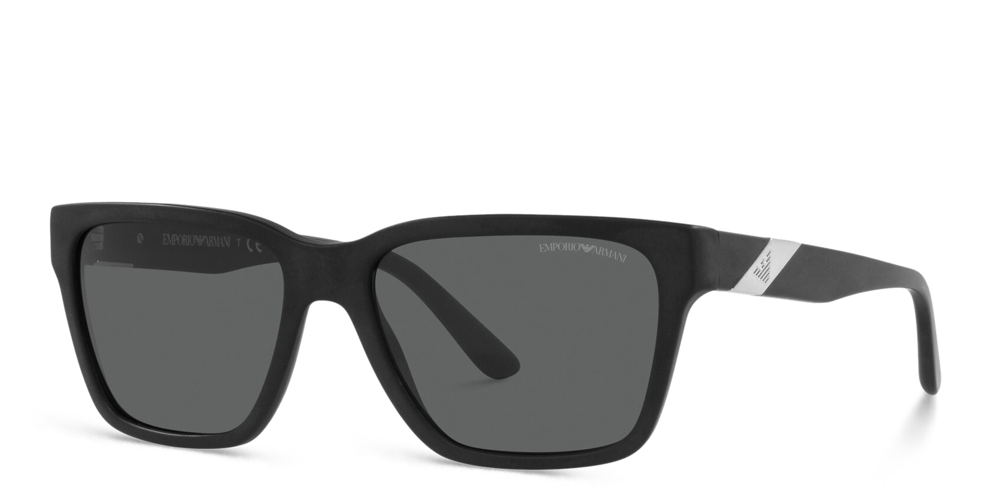 Emporio Armani Rectangle Sunglasses in Matte Black – Product Photo 2