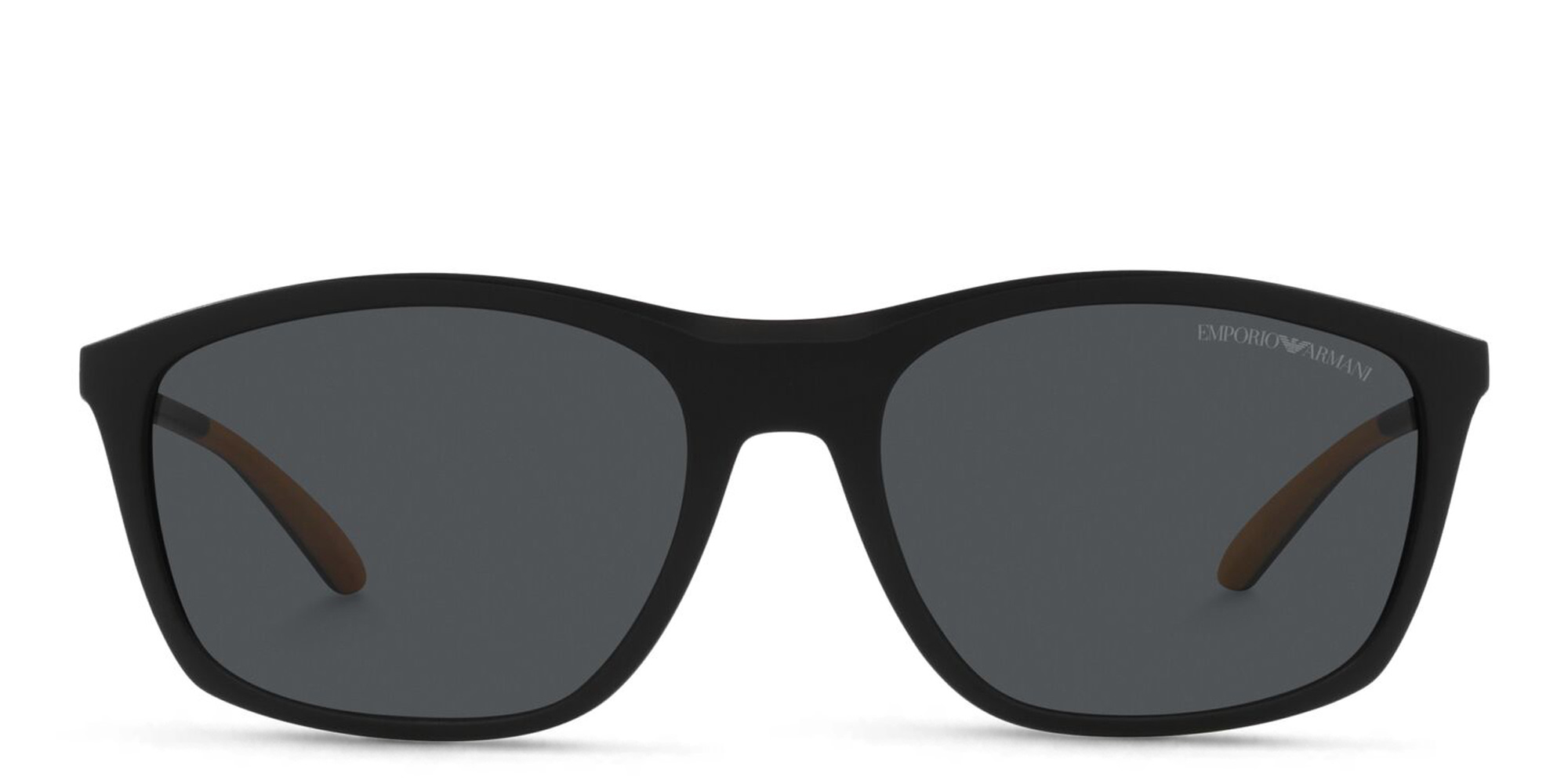 Shop Emporio Armani Rectangle Sunglasses in Matte Black online.