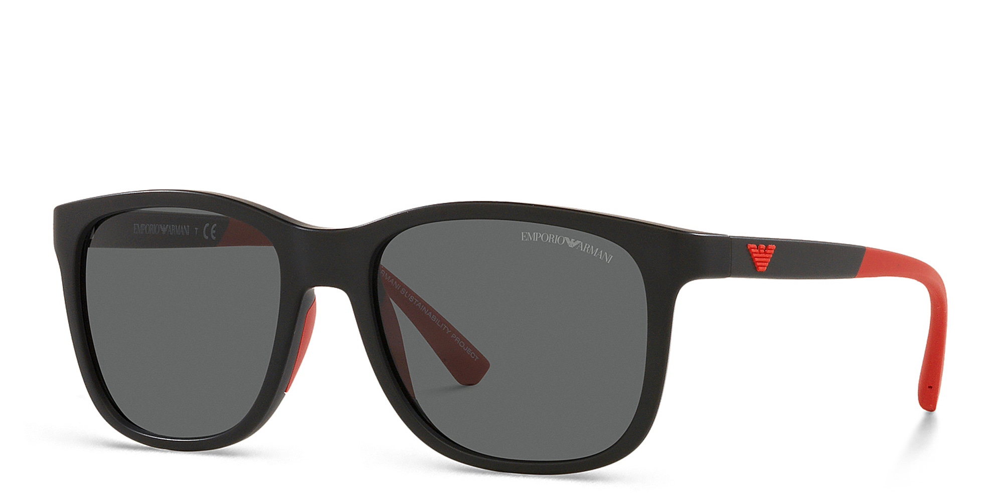 Emporio Armani Kids Square Sunglasses in Matte Black – Product Photo 2