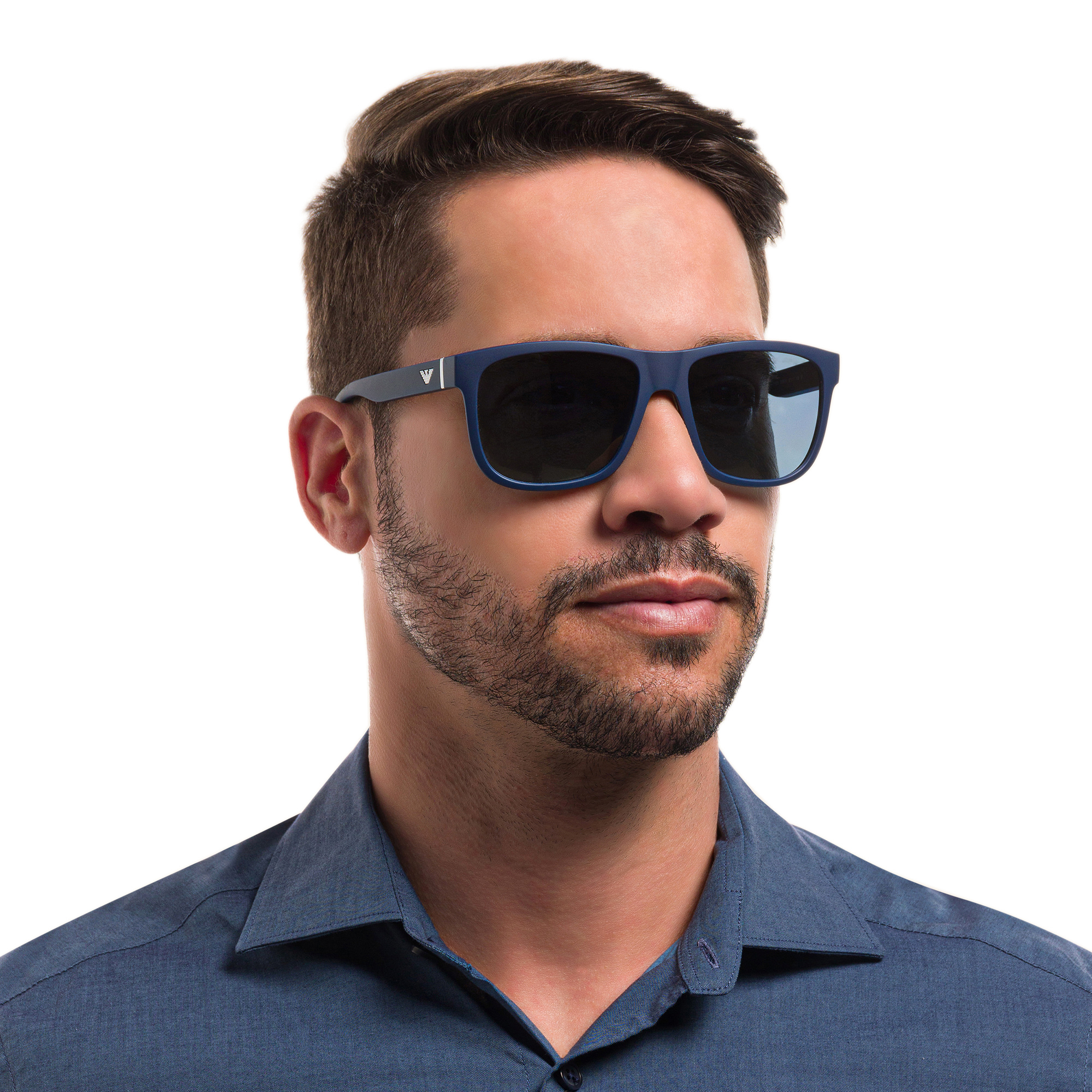 Emporio Armani Pillow Sunglasses in Matte Blue – Product Photo 5