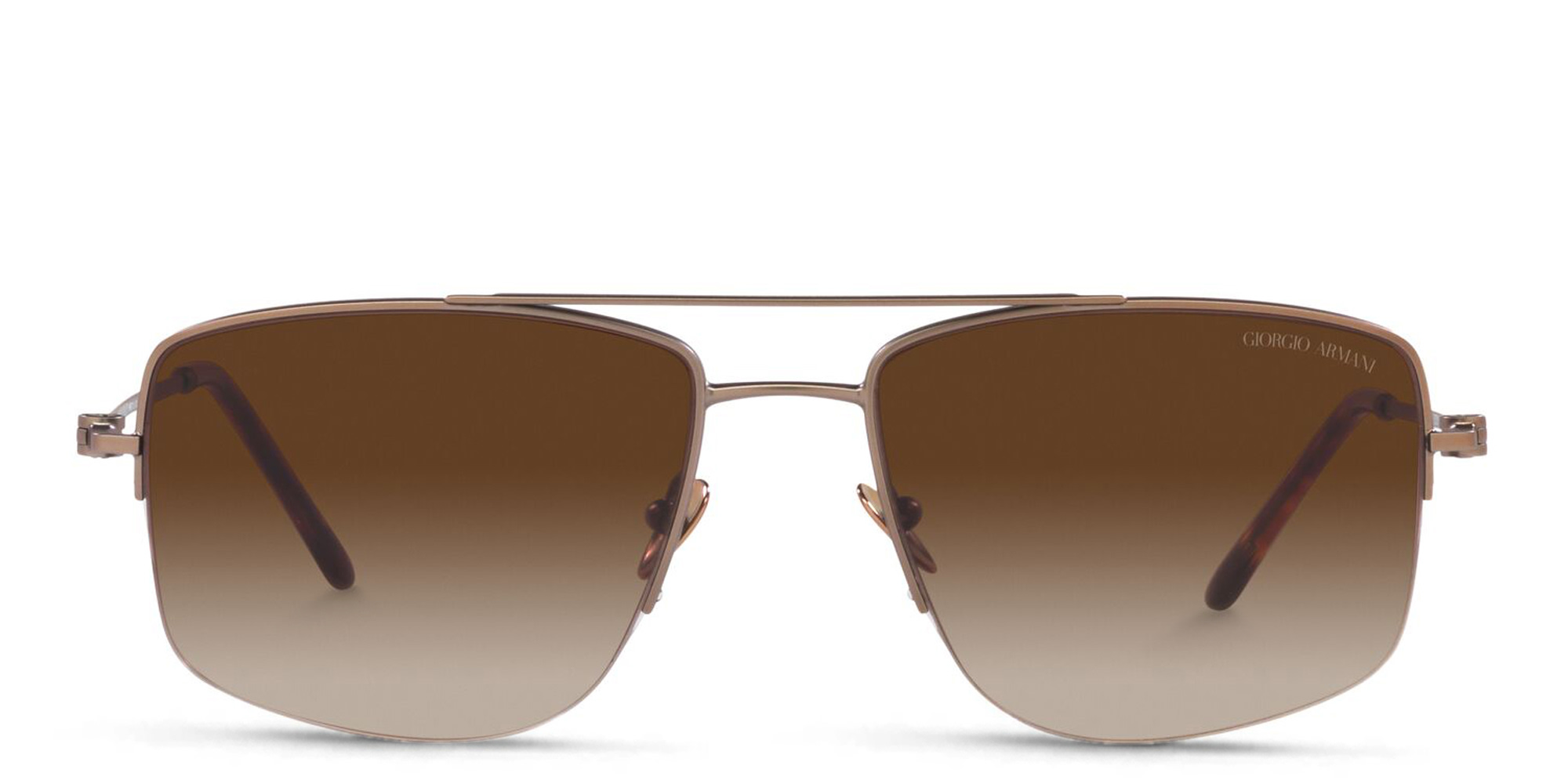 GIORGIO ARMANI Half Rim Rectangle Sunglasses in Matte Bronze – Product Photo 1