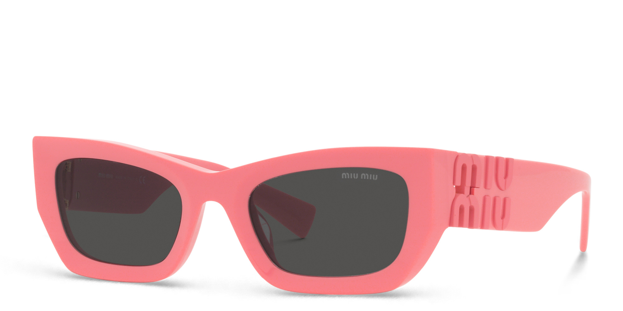 Shop MIU MIU Rectangle Sunglasses in Pink online.