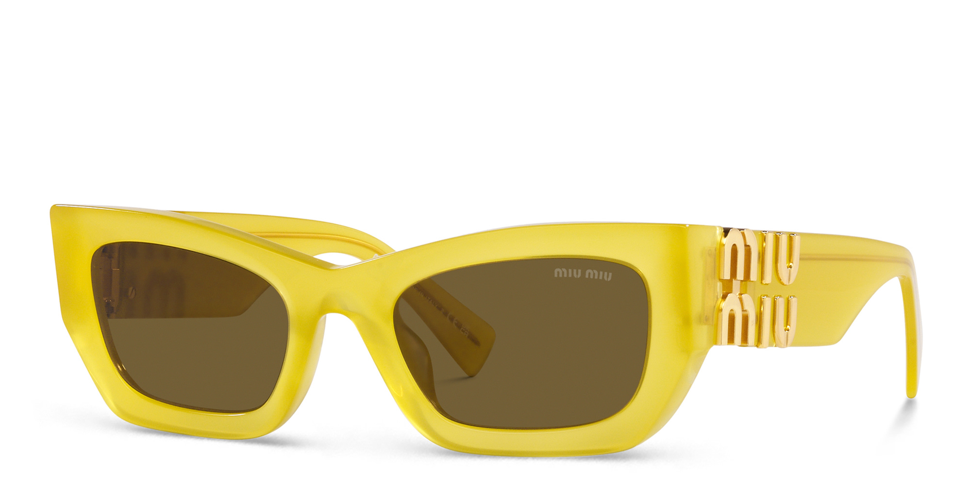 MIU MIU Rectangle Sunglasses in Yellow – Product Photo 2