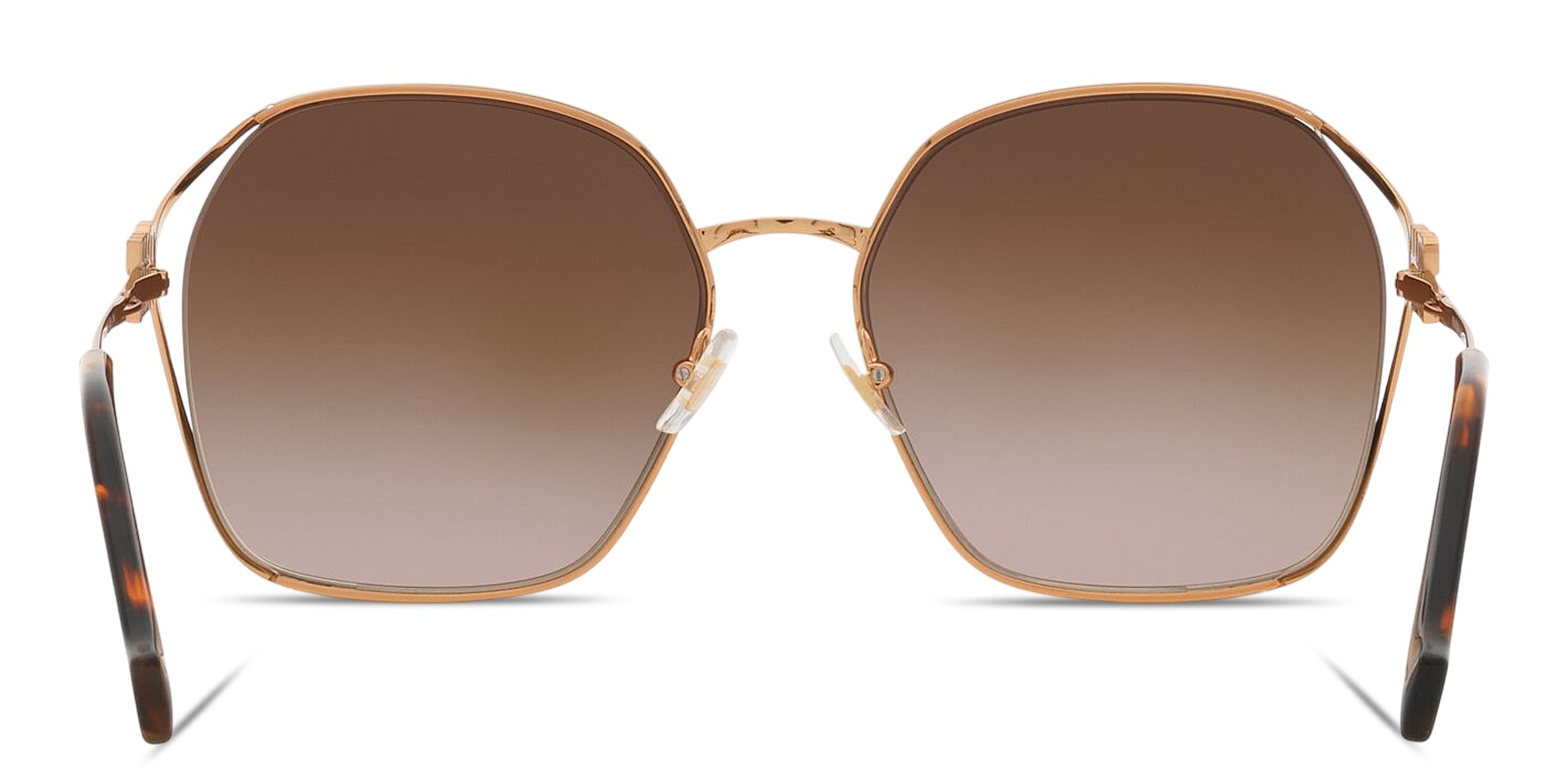 Shop MIU MIU Half Rim Irregular Sunglasses in Gold online.