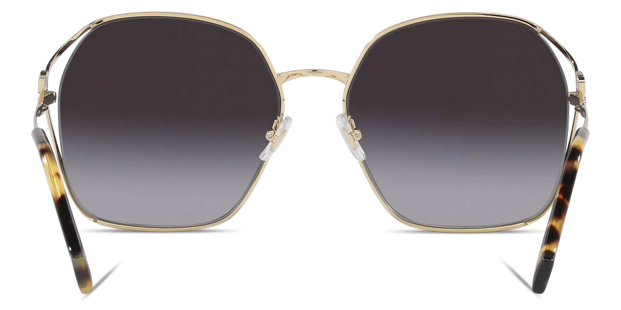 Shop MIU MIU Half Rim Irregular Sunglasses in Pale Gold online.